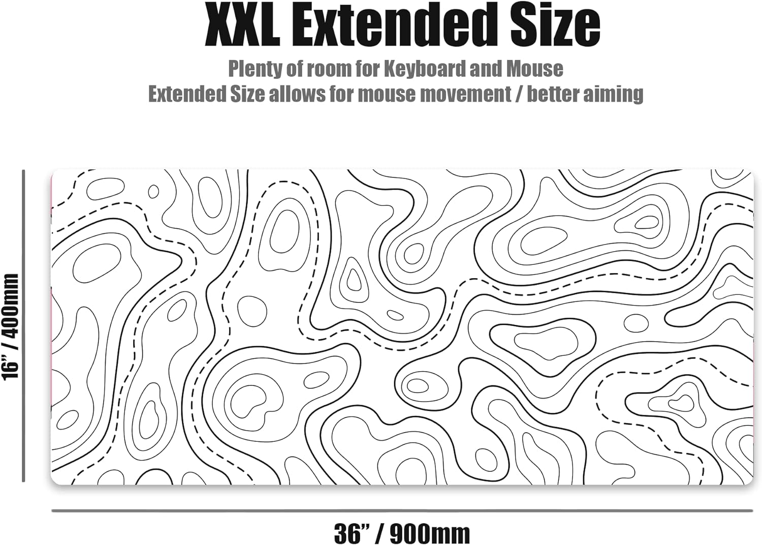 Kraken Keyboards DRIP XXL White Topographic Gaming Mouse Pad - Professional Artisan White Mouse Pad - White Gaming Desk Mat - 36" X 16" Extended Mouse Mat (White Topographic) image number 1