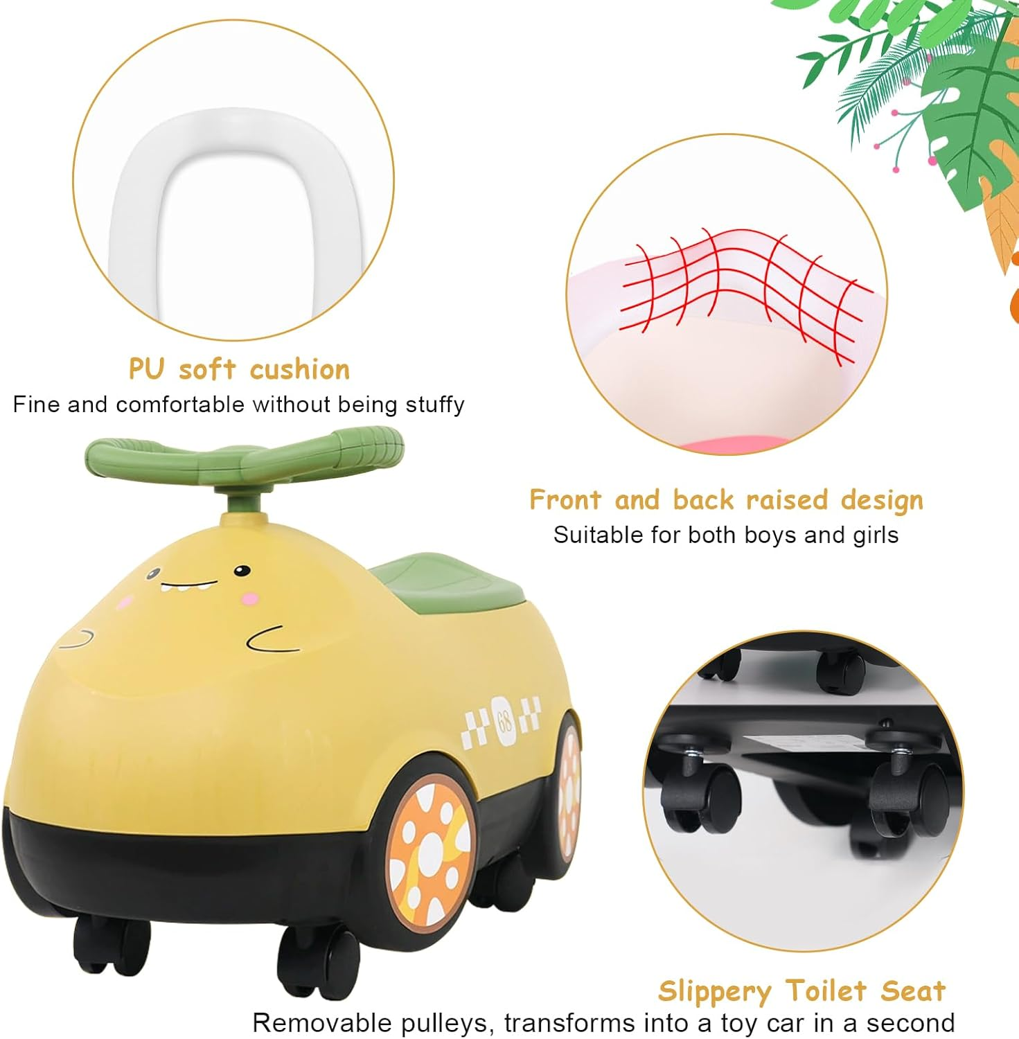 Potty Seat for Kids &ndash; Portable Training Potty Seat Chair for Toddlers & Baby Boys, Non-Slip Baby Potty Training Toilet with Urinal, Easy to Clean & Carry &ndash; Kids Potty Training Seat (Yellow) image number 4