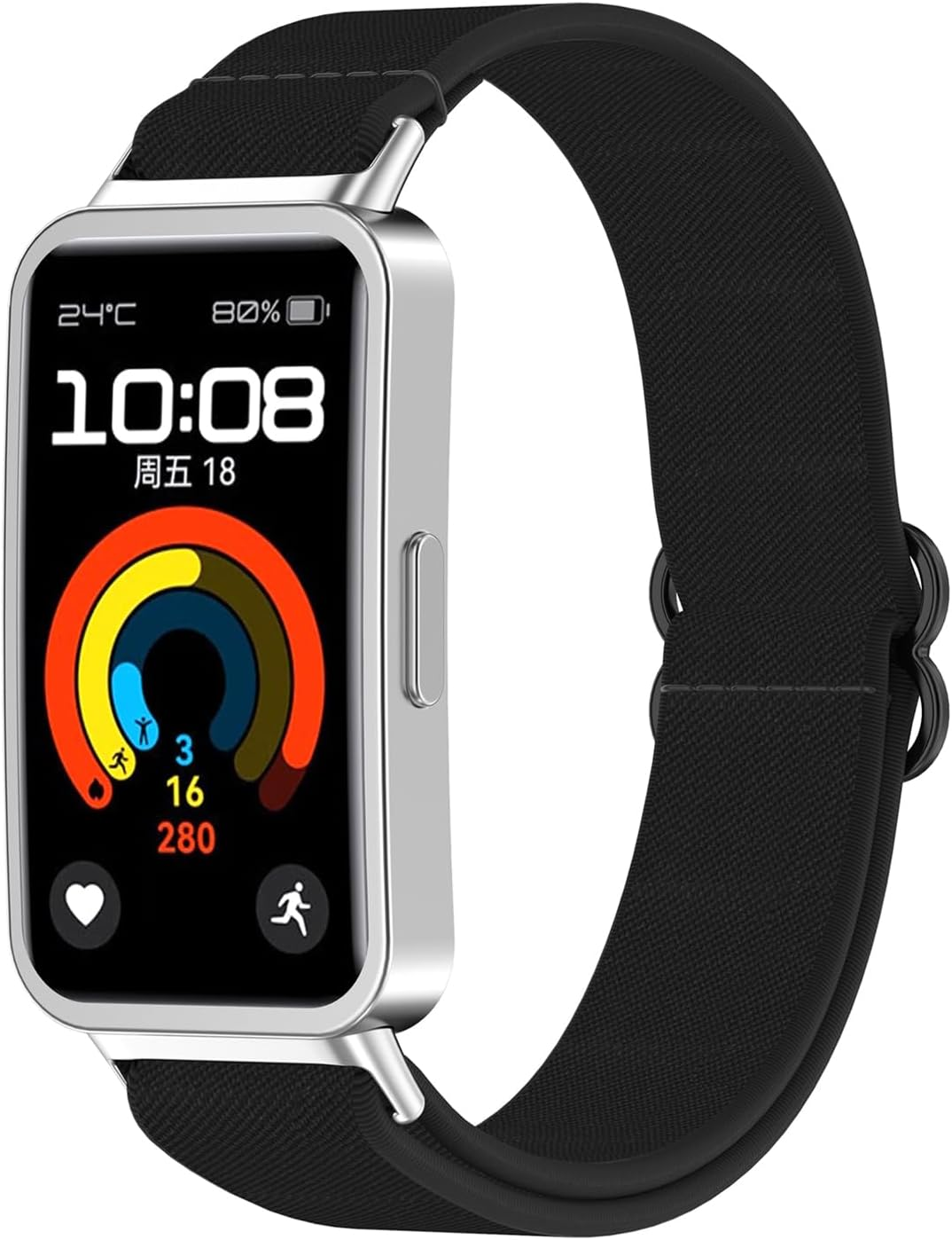 HOMTERN Straps Compatible with Huawei Band 10/Band 10 NFC, Band 9/Band 9 Nfc,Band 8/Band 8 NFC, Flexible Nylon Durable Smartwatch Watch Replacement Bands for Women and Man,Black, One Size, Nylon image number 1