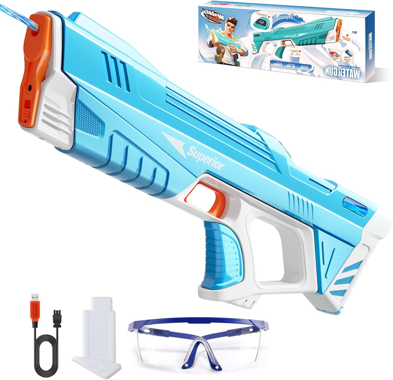 Skirfy Electric Water Gun with Display,Auto Suction Water Guns for Adults&Kids,Squirt Guns Battery Powered Automatic Water Blasts,Pool Beach Outdoor Party Toys for Kids image number 5