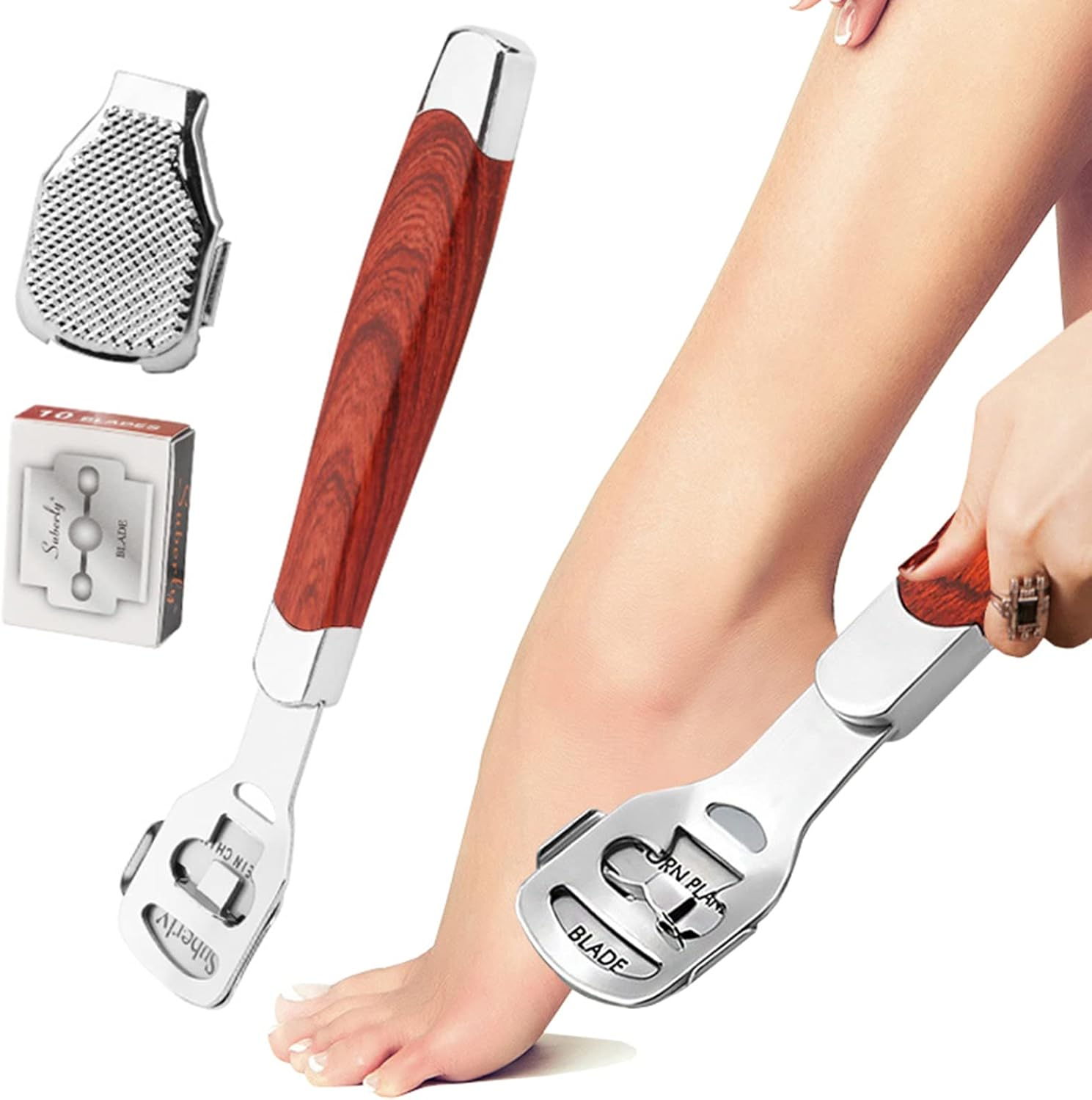 Callus Remover Callus Rasp Callus File for Feet Care Pedicure Kit Tools, Metal Scraper with 10 Blades image number 5
