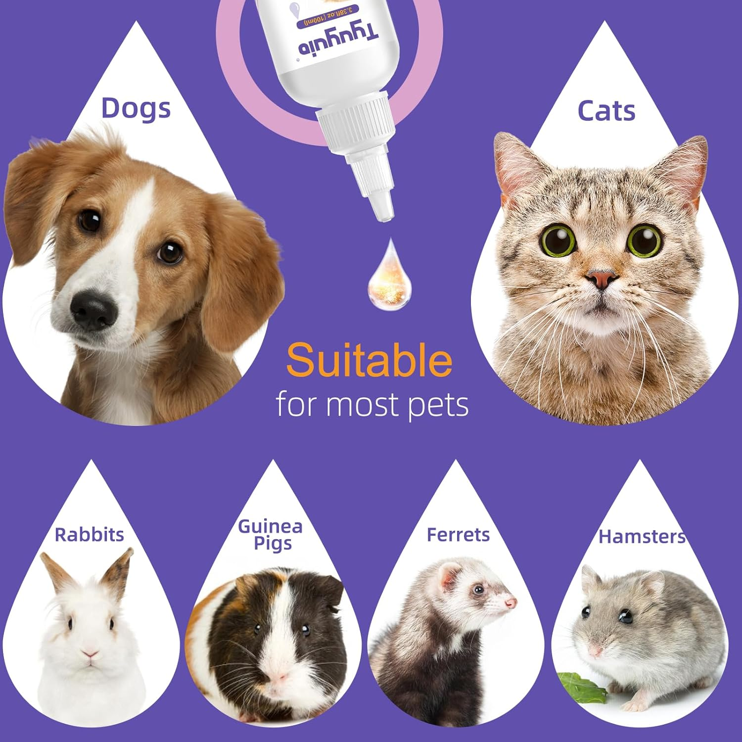 Pet Eye Drops for Dogs and Cats to Soothe Eyes Irritation & Infection Allergy,Relieve Dogs Cats Dry Eyes Pink Eyes,Pet Tear Stain Cleaner,Safe & Gentle Formula for All Animals 3.38Oz image number 1