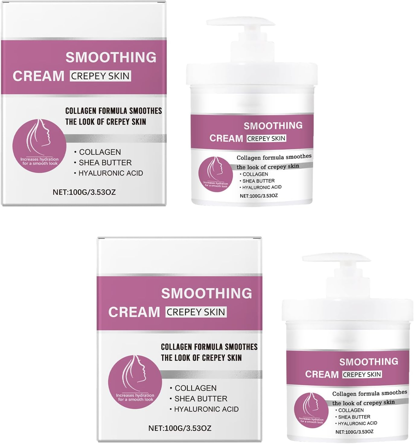 Collagen Cream for Crepey Skin - anti Wrinkle & Firming Face Cream with Hyaluronic Acid - Skin Tightening Treatment for Body, Neck, Hands, Arms - Hydrating Moisturizer for Women & Men (2) image number 4