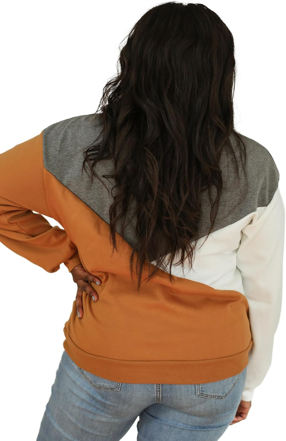 Movemama Women'S Breastfeeding Colorblock Diagonal Zip Nursing Sweatshirt with Velour Interior image number 4