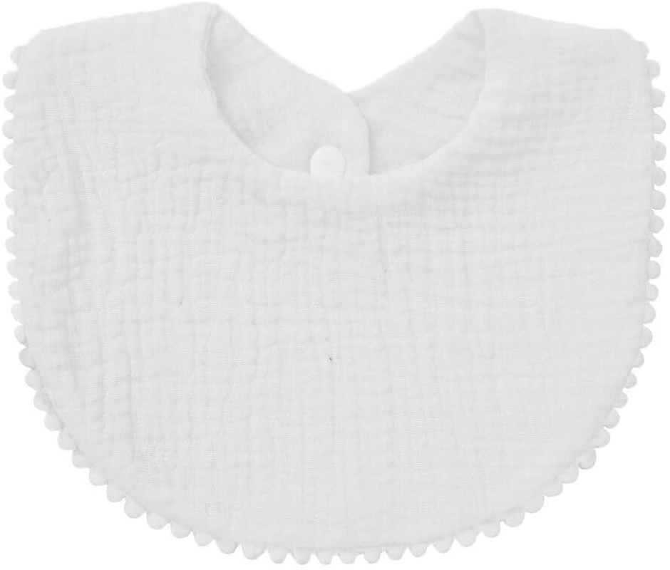 6 PACK Muslin Baby Drooling Bibs for Unisex Boys Girls Cotton Absorbent Feedig Teething Bandana Drool Bibs Scarf Bibs - White-6 Pack image number 5