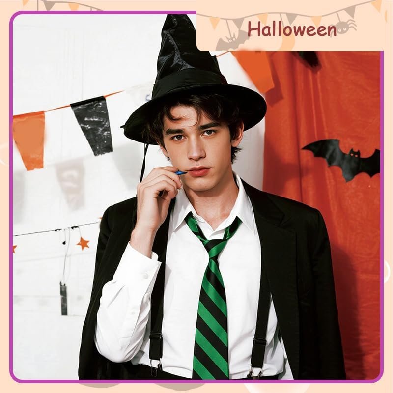 Halloween Leopard Print Neckties for Business Casual Striped Tie for Men Women Vintage Polka Dot Ties for Cosplay Costumes