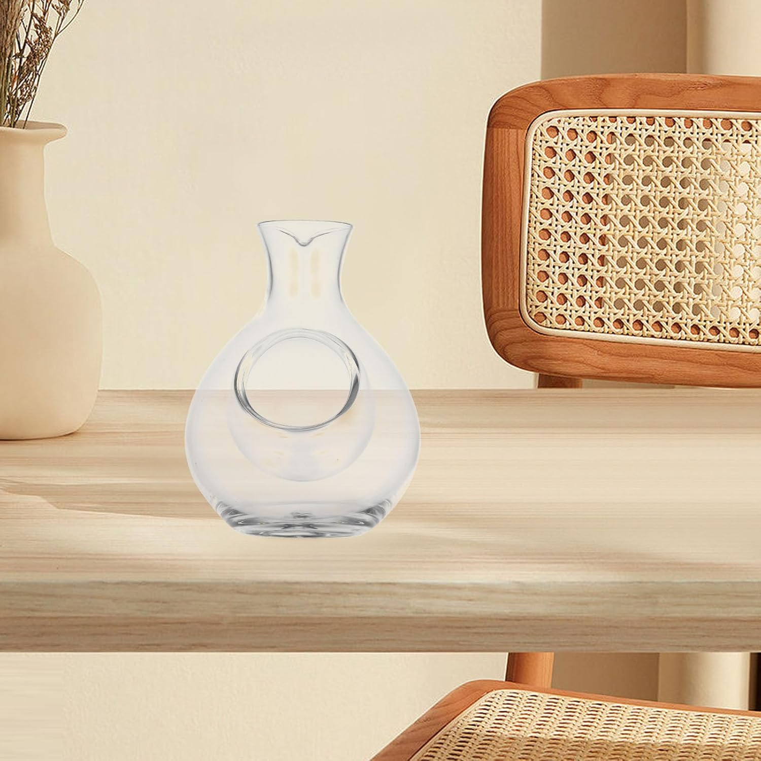 Gatuida Japanese Style 300Ml Crystal Glass Ice Wine Decanter with Slant Spout, Cooling Brandy Container and Glass Liquor Dispenser for Home Dining and Entertaining image number 4