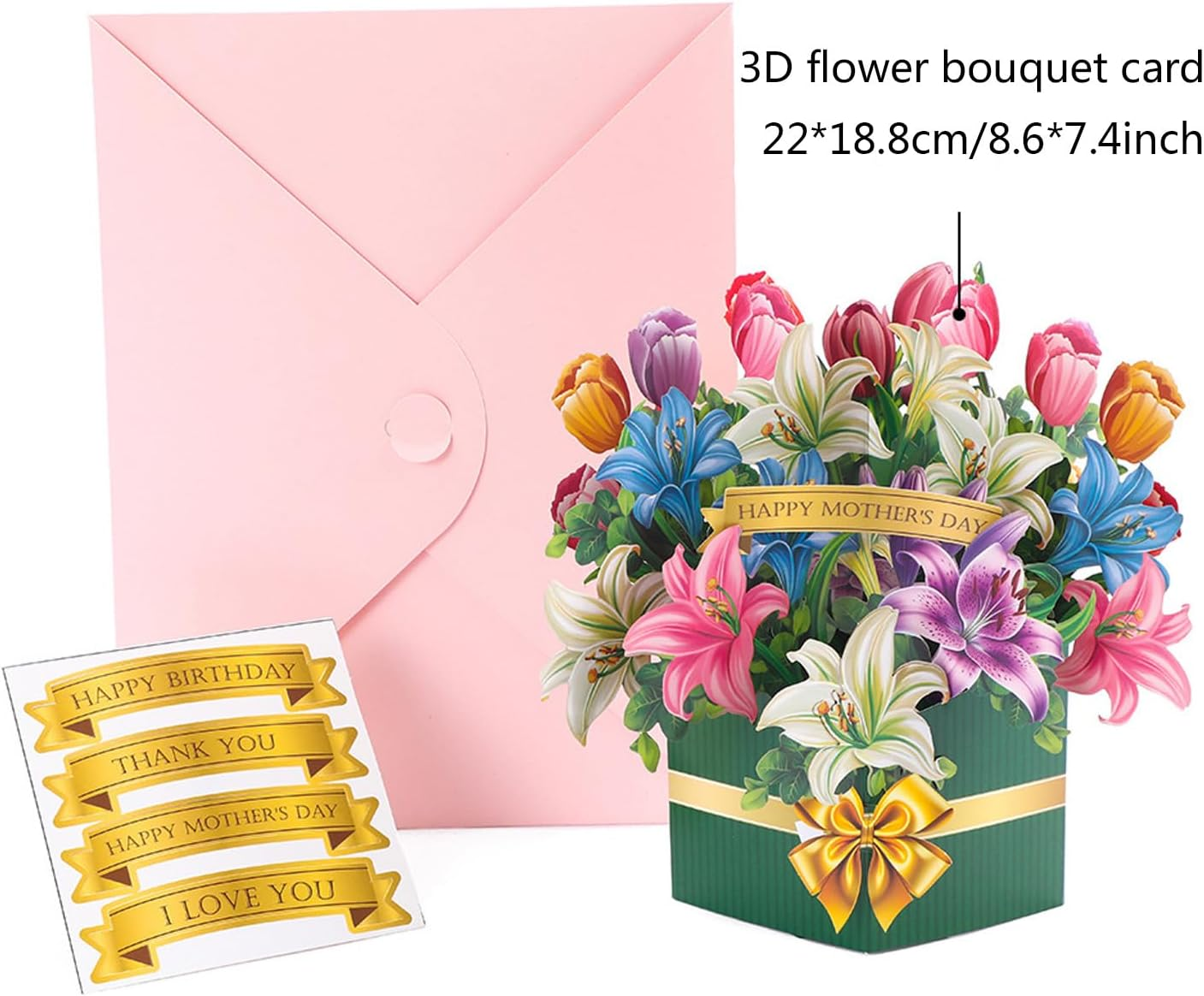 Freshcut Paper Pop up Cards, 10 Inch Lily Mother'S Day Forever Flower Bouquet 3D Popup Greeting Card with Blank Notecard and Envelope, Mother'S Day Birthday Valentine'S Day Anniversary Cards (Lily) image number 1
