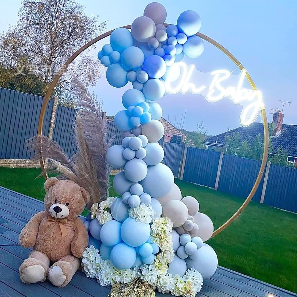 137 PCS Macaron Blue Gold Balloons Set,Macaroon Blue Gold Latex Balloons Garland Arch Kit for Birthday Wedding Graduations Party Decorations,Blue Naval Style image number 4