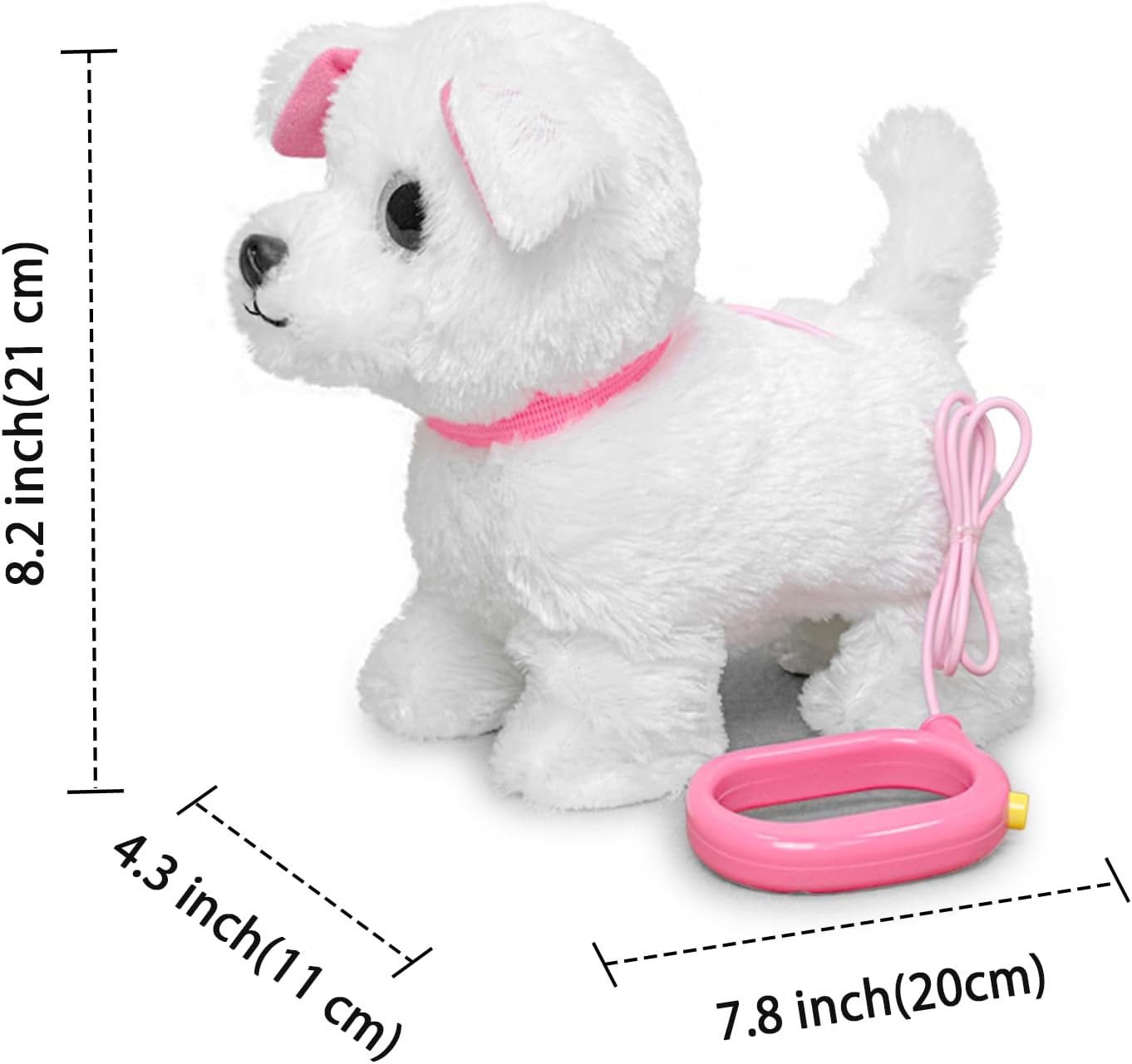 Walking & Barking Puppy Toy with Remote Control Leash &ndash; Tail Wags & Head Nods, Soft Plush Electronic Pet, Easy One-Switch Play, Battery Operated 3&times;AA (Not Included), Toy Dog for Kids &ndash; White - Blue image number 4