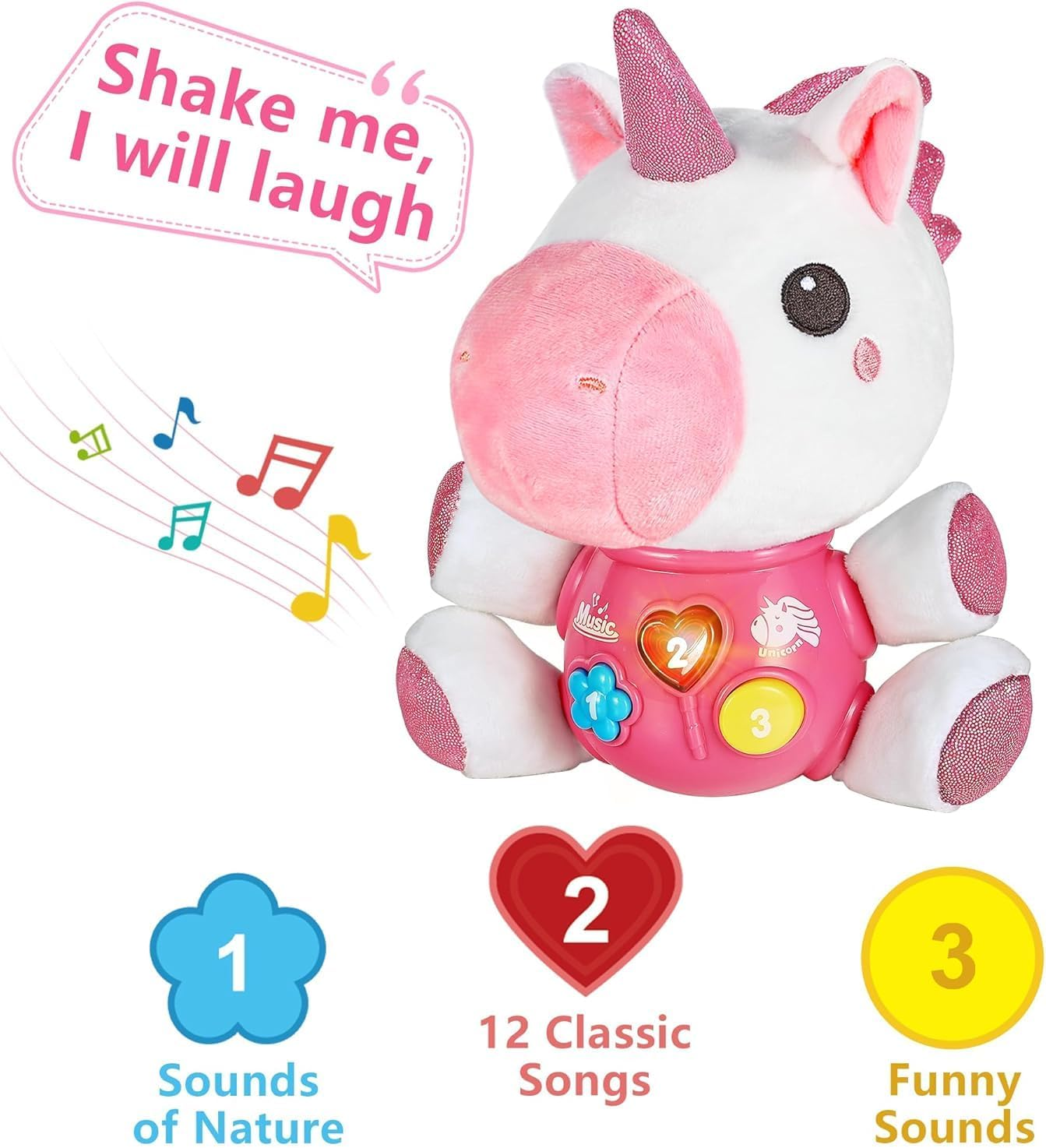 Daboot Baby Unicorn Musical Toys, Cute Soft Plush Stuffed Animal Baby Newborn Toys for Toddlers Babies 0 3 6 9 12 Month, Infants Baby Toy for Girls and Boys Best Gift image number 2