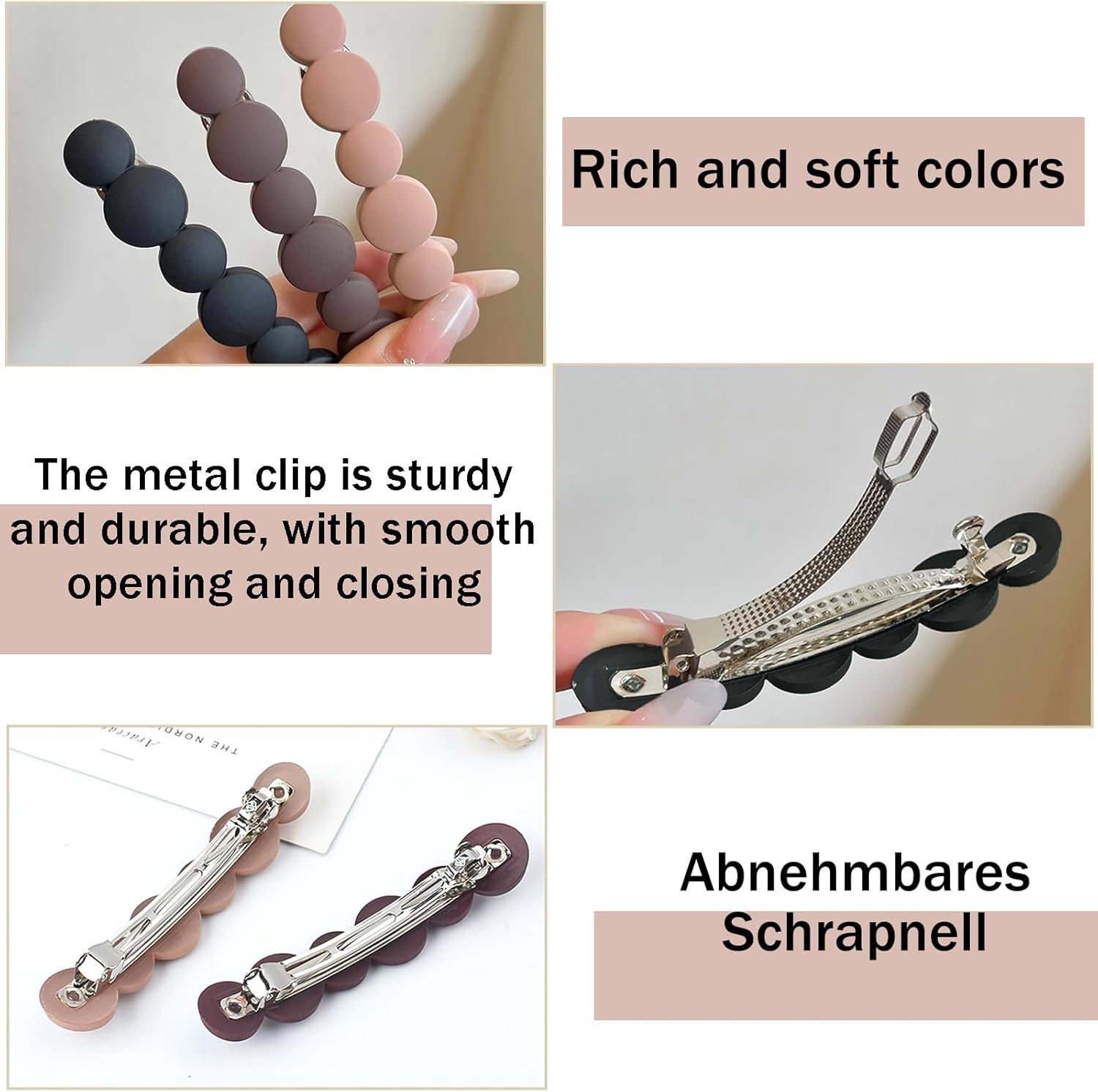 SSKHE 4 Pieces Stylish and Elegant Spring Hair Clip, French Vintage Design, Hair Accessories, Side Clip, Automatic Hair Clip, Small Hairpin Set for Women and Girls image number 3