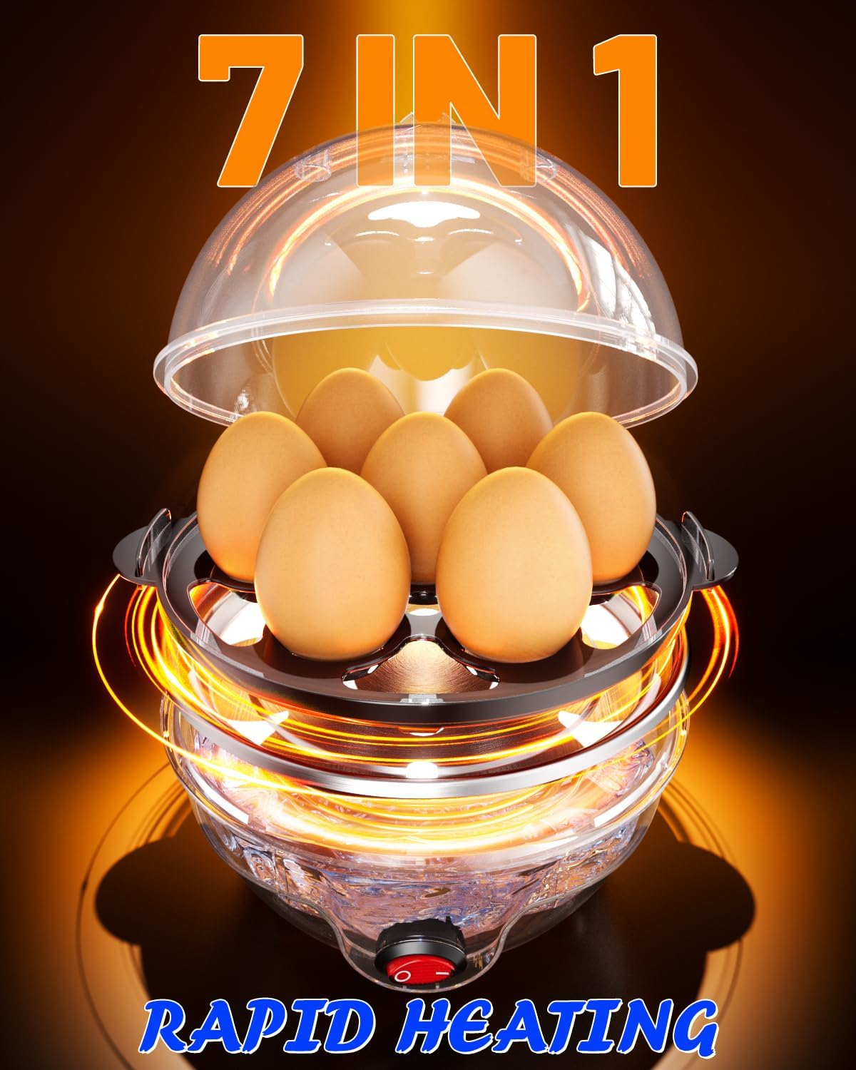 Billord Egg Cooker - Boiler Rapid Electric Egg Steamer, Cooks 7 Eggs Hard Medium Soft Boiled Poacher, One-Button Operation, Quick and Efficient, Foolproof Cooking, Compact and Easy to Clean, BPA Free image number 6