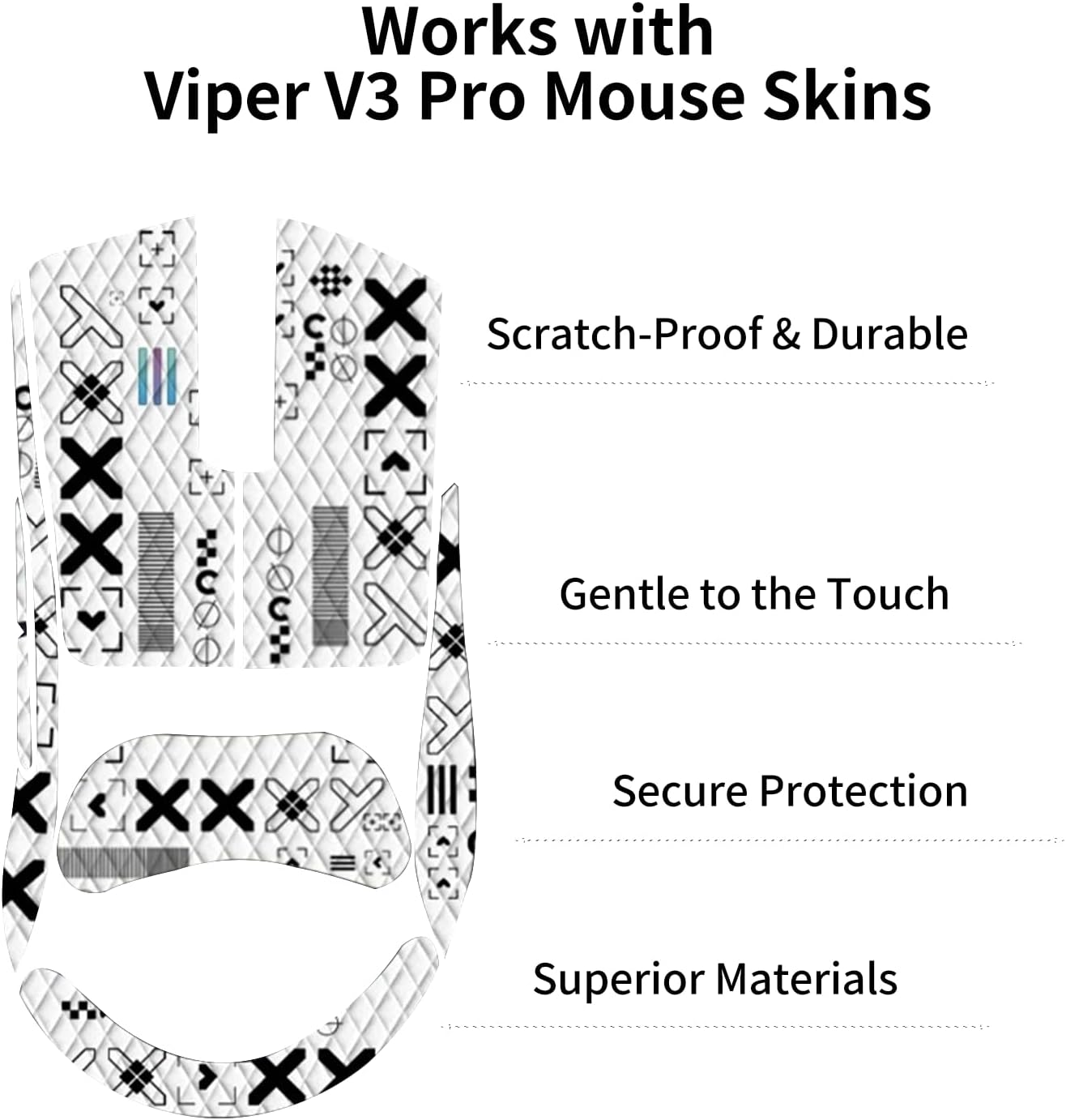 ONBPIY Anti-Slip Mouse Grip Tape for Viper V3 Pro and Razer Viper V3 Pro Pre-Cut Sweat-Resistant Upgrade for Gaming Precision