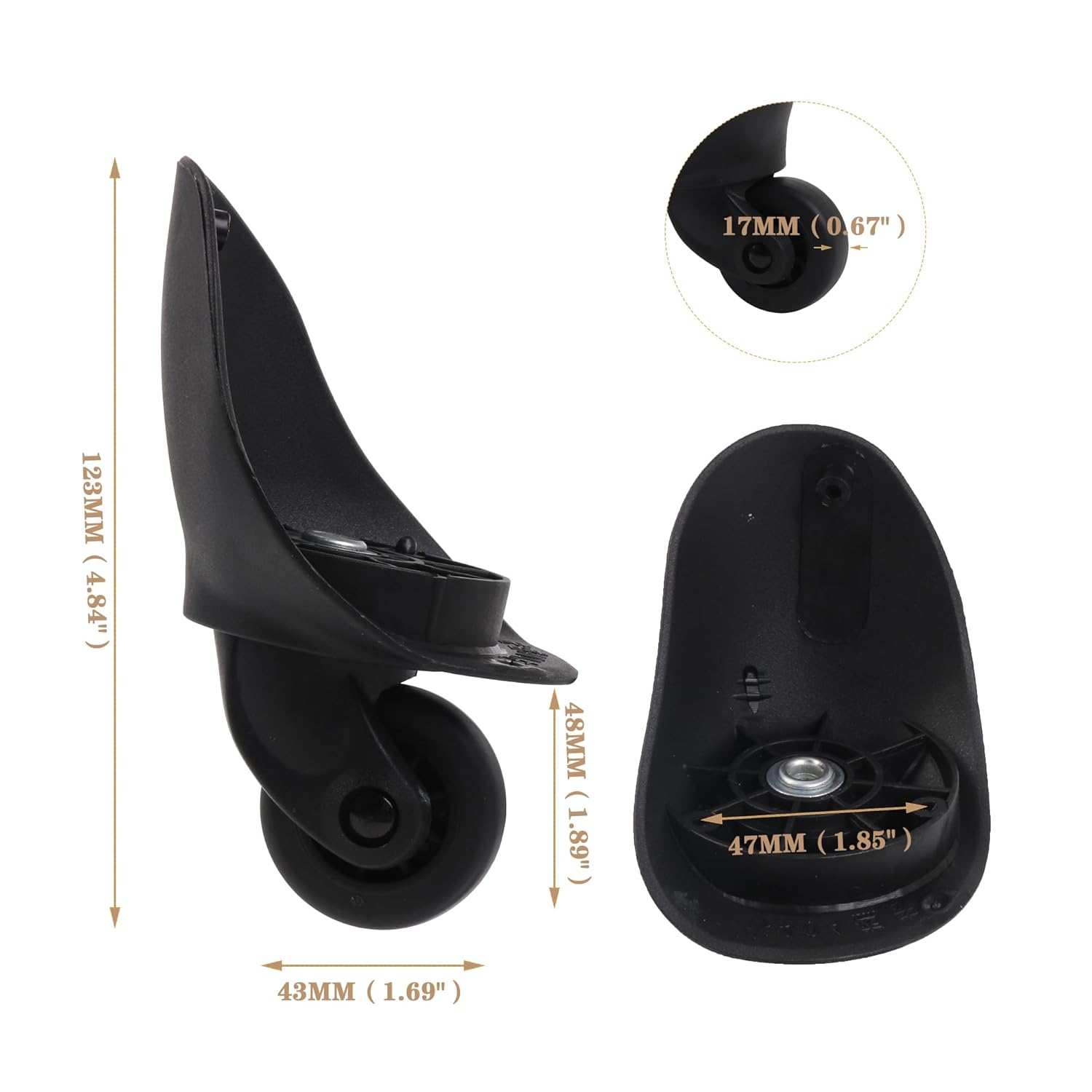 RDEXP W200 Mute Double Row Suitcase Wheels for Travel Luggage Pack of 2 image number 1