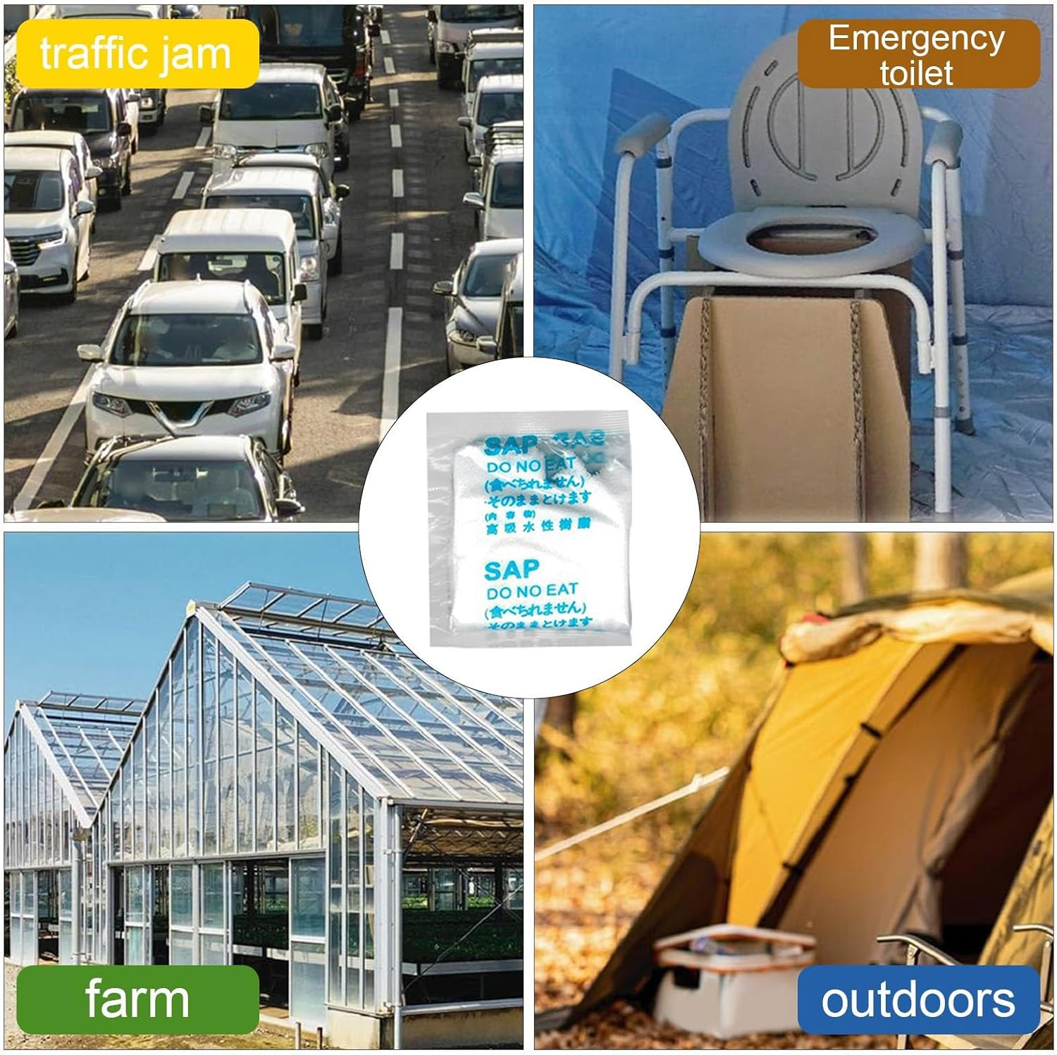 50PCS Poos Gel Powder for Portable Toilet, Poos Gel for Camping Toilet, Portable Camping Potty Gels Chemi-Cal Bags, Deodorizing Treatments for Outdoor Hiking Emergencies image number 6