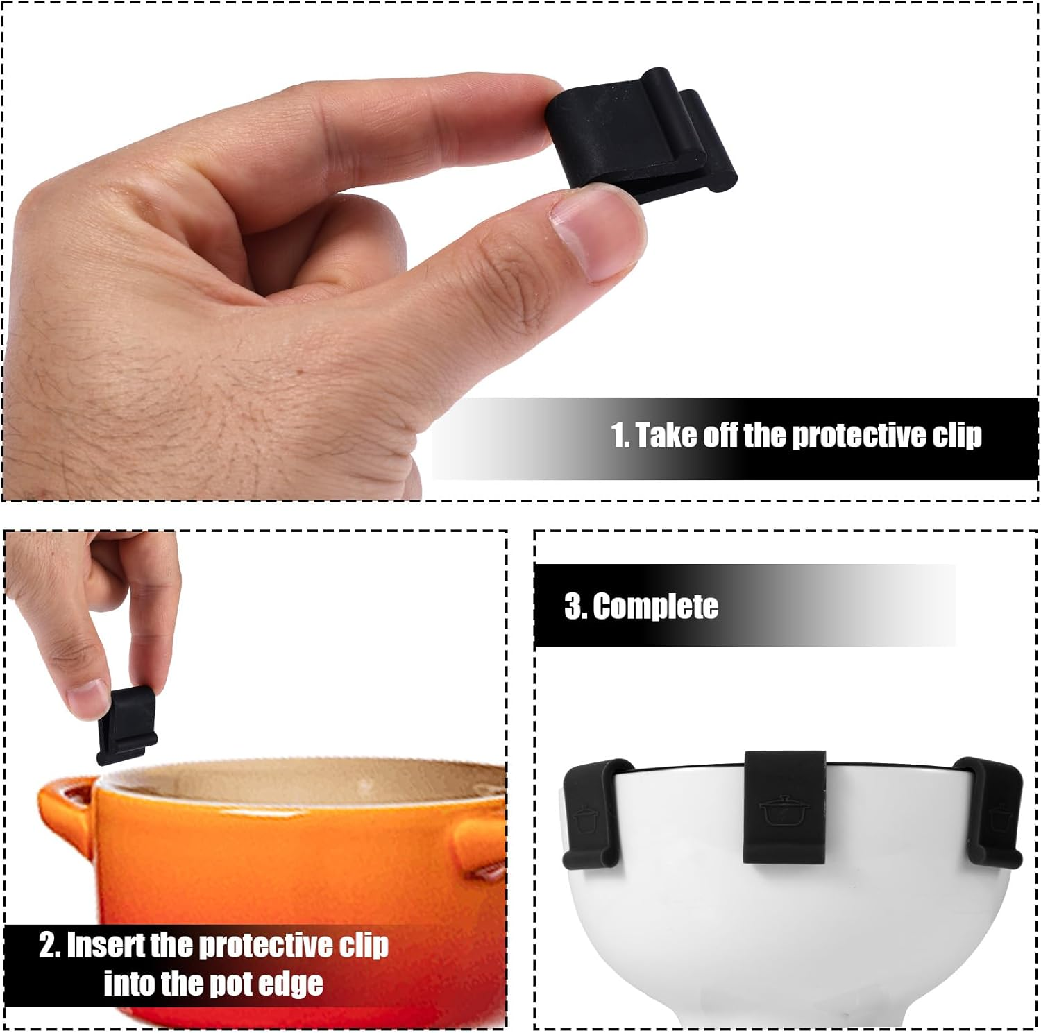 12Pcs Dutch Oven Lid Protectors, Thickened Cookware Protectors for Stacking Bumper Protectors Silicone Replacement Panclips for Display and Storage Dutch Oven Pots (Black) image number 3