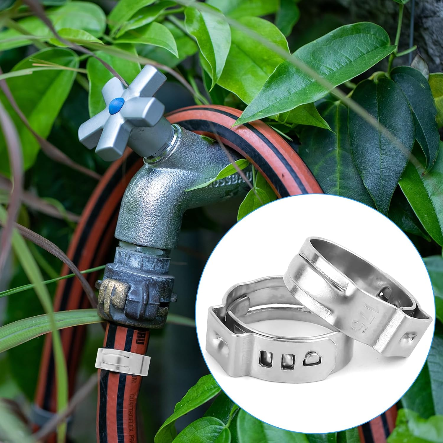 50 Pcs Pex Crimp Ring, 1/2 Inch Pex Cinch Clamps Shark Bite Pex Cinch Clamps Pex Cinch Crimp Rings Stainless Steel Pinch Crimp Rings for Pex Fittings Connection image number 6