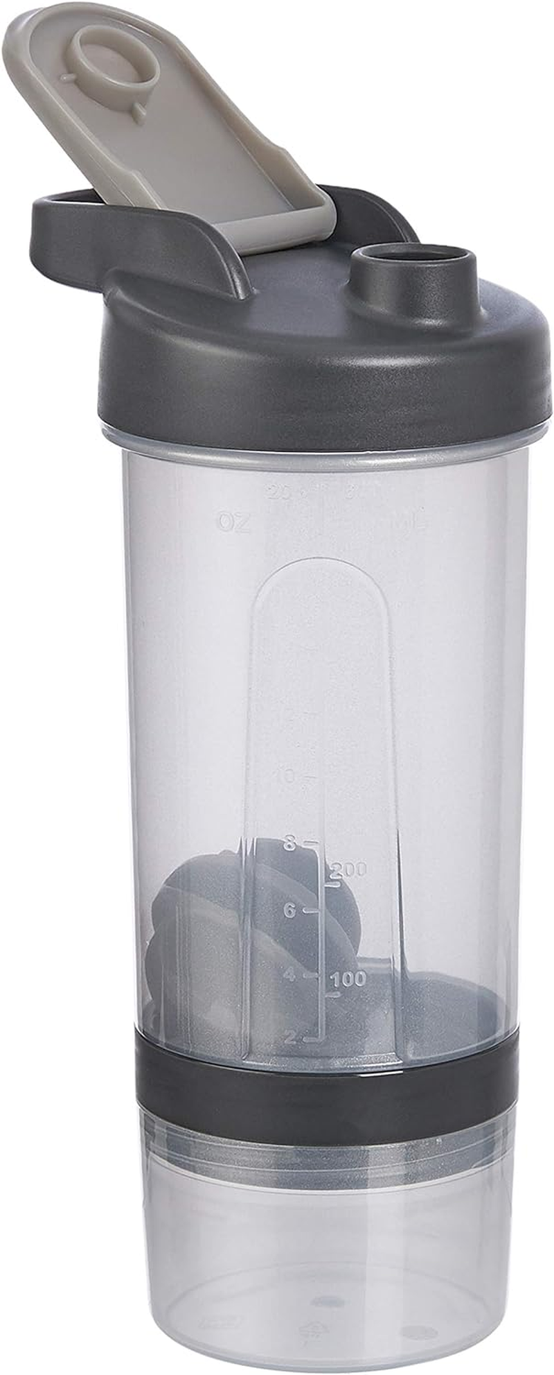Amazon Basics Shaker Bottle with Mixer Ball &ndash; 592-Ml, 2-Pack, Grey - Gray image number 4