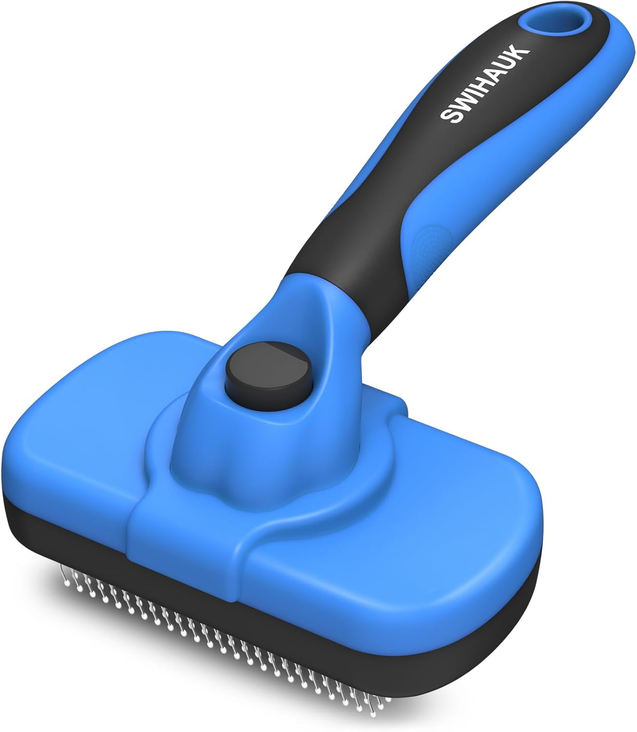 Swihauk Self Cleaning Slicker Brush for Dogs & Cats - Skin Friendly Deshedding and Grooming Brush for Haired Pets, Pet Supplies Accessory, Black