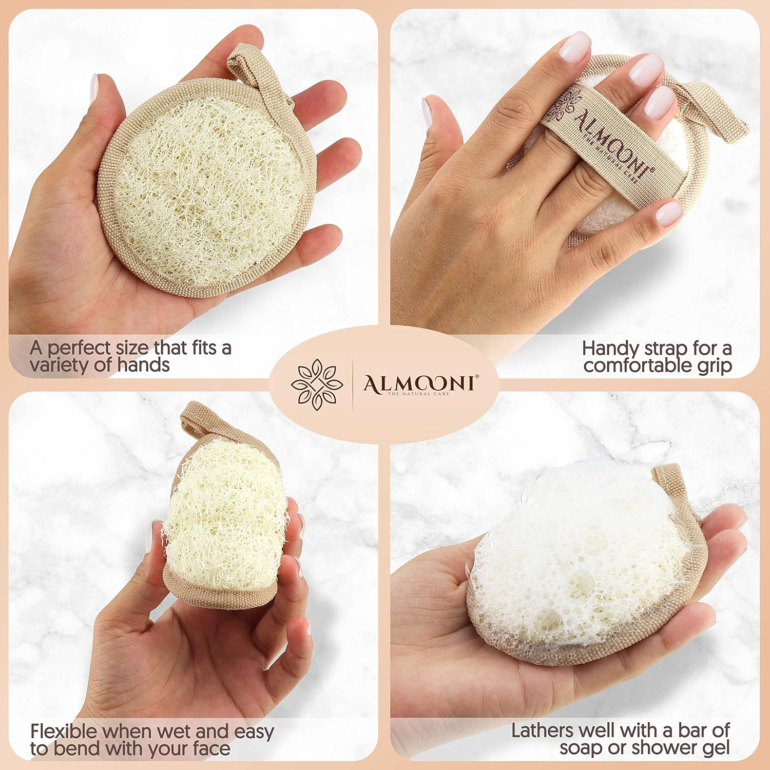 Premium Exfoliating Facial Loofah Scrubbers, Natural Face Exfoliator Pad Cleanser Sponges for Clean and Vibrant Facial Skin (6 Pack)