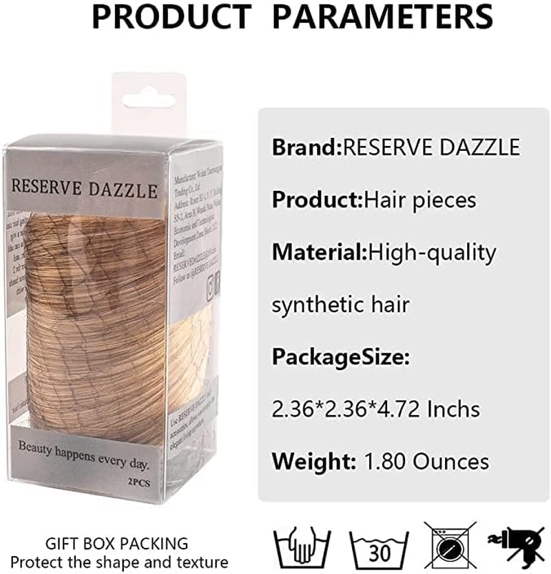 RESERVEDAZZLE 2PCS 4" Short Thick Hairpieces Adding Extra Hair Volume Clip in Hair Extensions Hair Pad Hair Topper for Thinning Hair Women Cushion High Hair (Dark Brown&Light Auburn Mixed4-30) - Burgundy image number 3