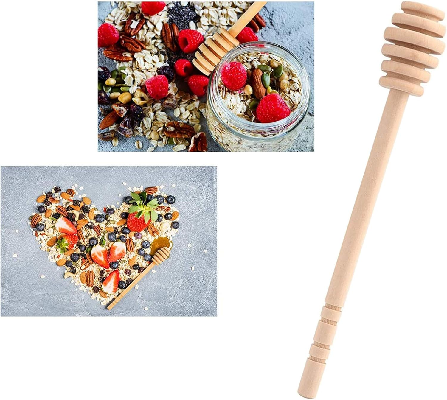 4 Pcs (6.3 Inches) Wooden Honey Mixing Stirrer Honey Dipper Sticks Honey Comb Stick Honey Spoon Collecting Dispensing Drizzling Jam image number 5