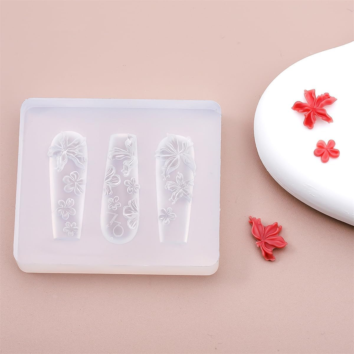 Hecticcore 3D Flower Nail Art Silicone Mould Nail Art Silicone Tools, Flower, Rose Nail Art Engraving Template, for Nail Design, 3D Gel Nail Charms, Silicone Casting Moulds for Resin Art and Nail Art image number 4