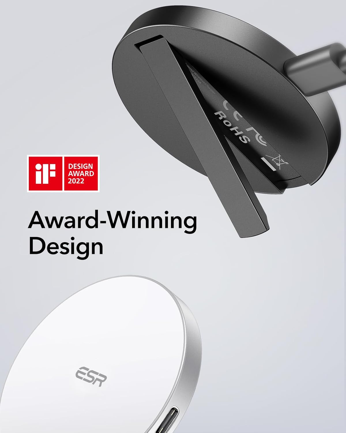 ESR for Magsafe Charger, Wireless Charger Kickstand, Charging Pad for Iphone 16/15/14/13/12 Series Galaxy S25 Series and Airpods Pro, Strong Magnetic Charger Pad with A/C Cable, Black image number 1