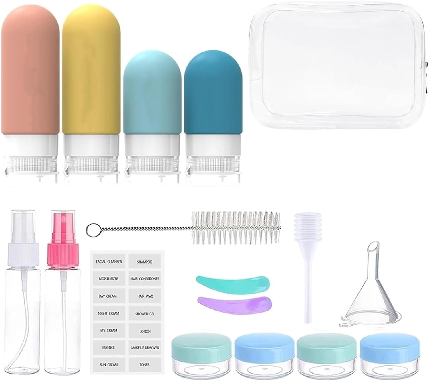 Uoffis 16 Pcs Silicone Travel Bottles Set, Reusable Squeeze Bottles, Leak Proof Valve, Easy to Clean Silicone Bottle for Toiletries for Shampoo, Lotion & Cosmetics(Yellow) image number 3