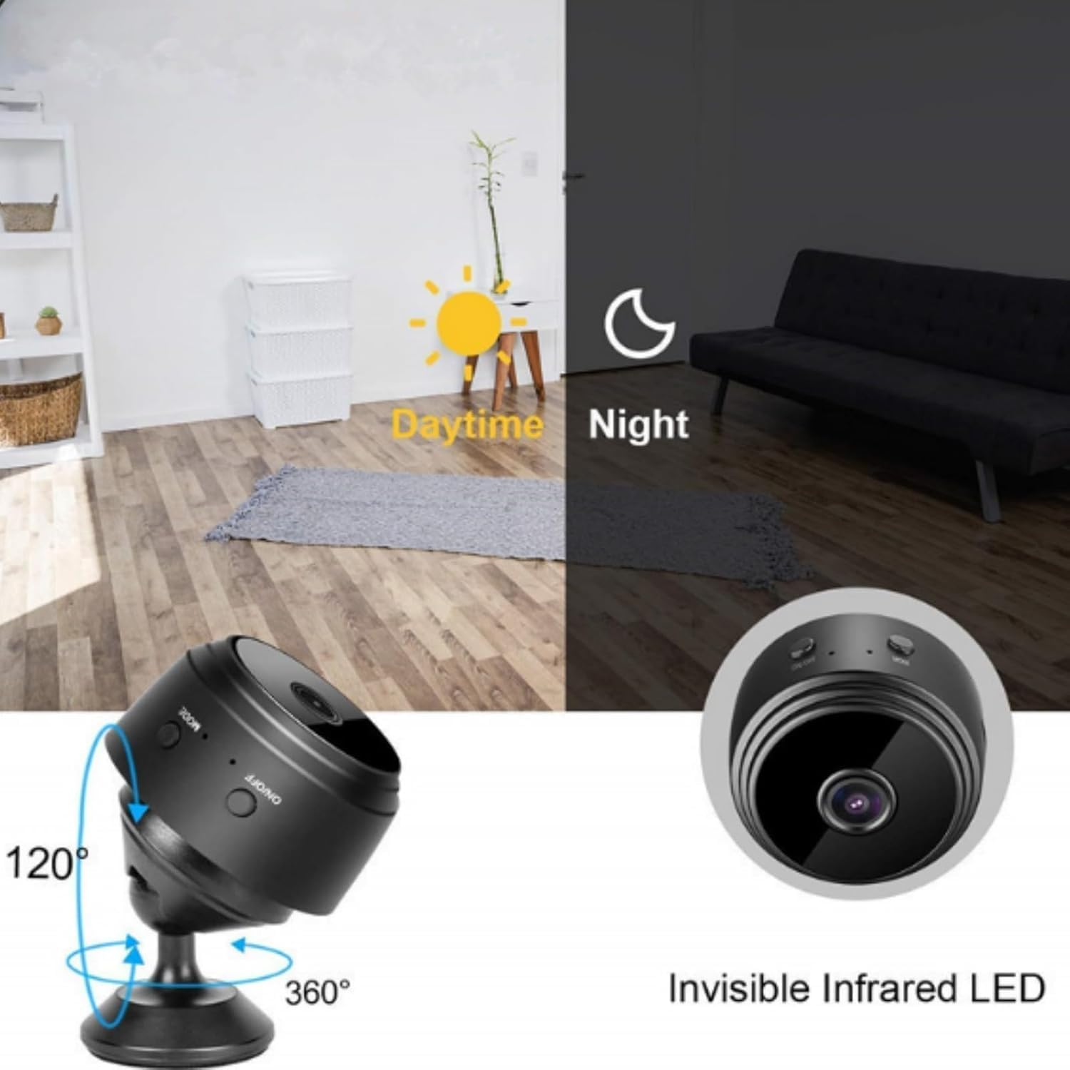 Magnetic Mini Camera, Mini Camera Wireless, the Secret Smart Miniwireless Cameras, with Night Vision, 1080P HD Hidden Cameras with Audio Indoor/Outdoors Wireless (Black,5Pcs) image number 2