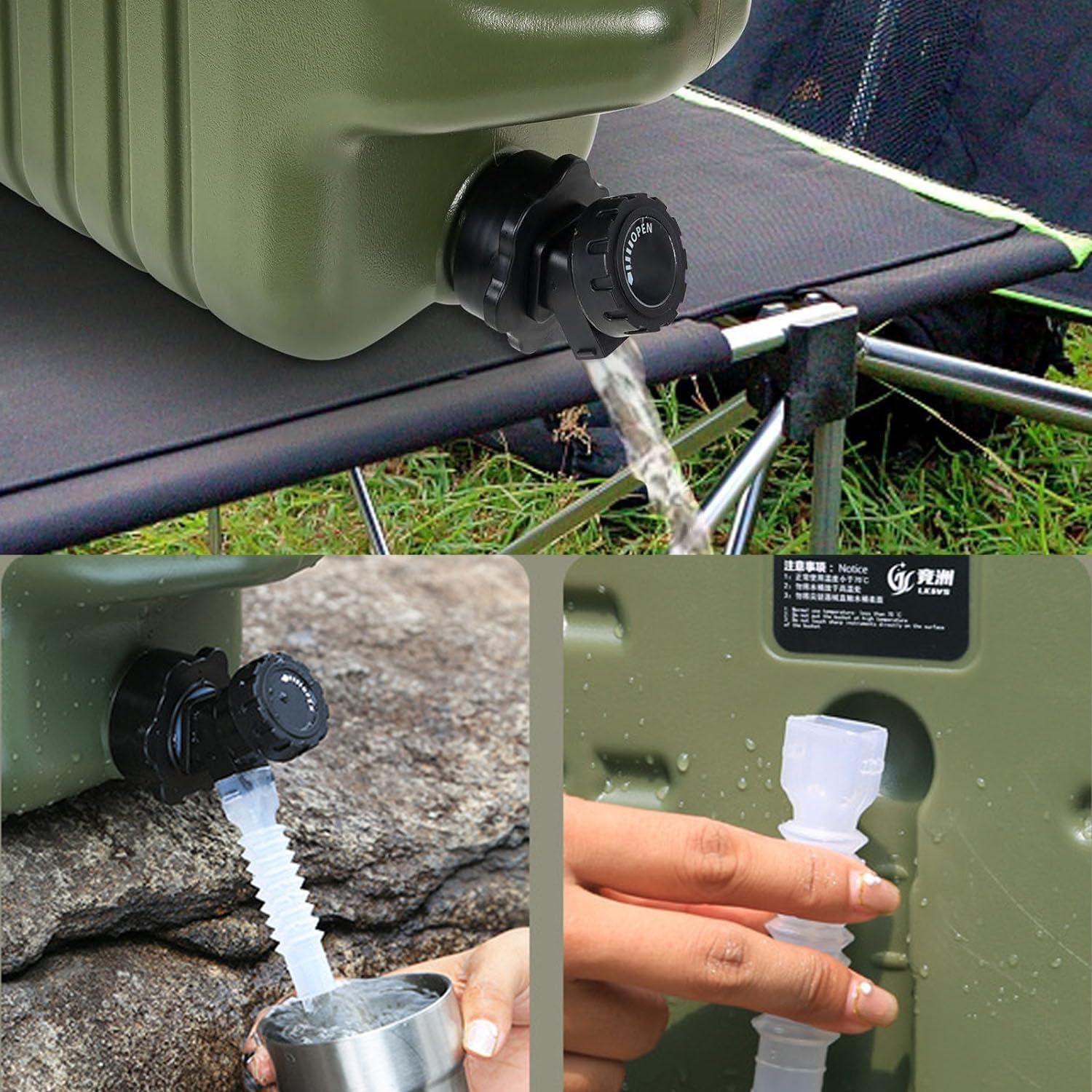 25L Camping Water Container with Spigot Emergency Water Storage Containers Water Jug for Camping Portable Water Tank with Spigot BPA Free Military Green Bucket for Camping Hiking BBQ image number 3