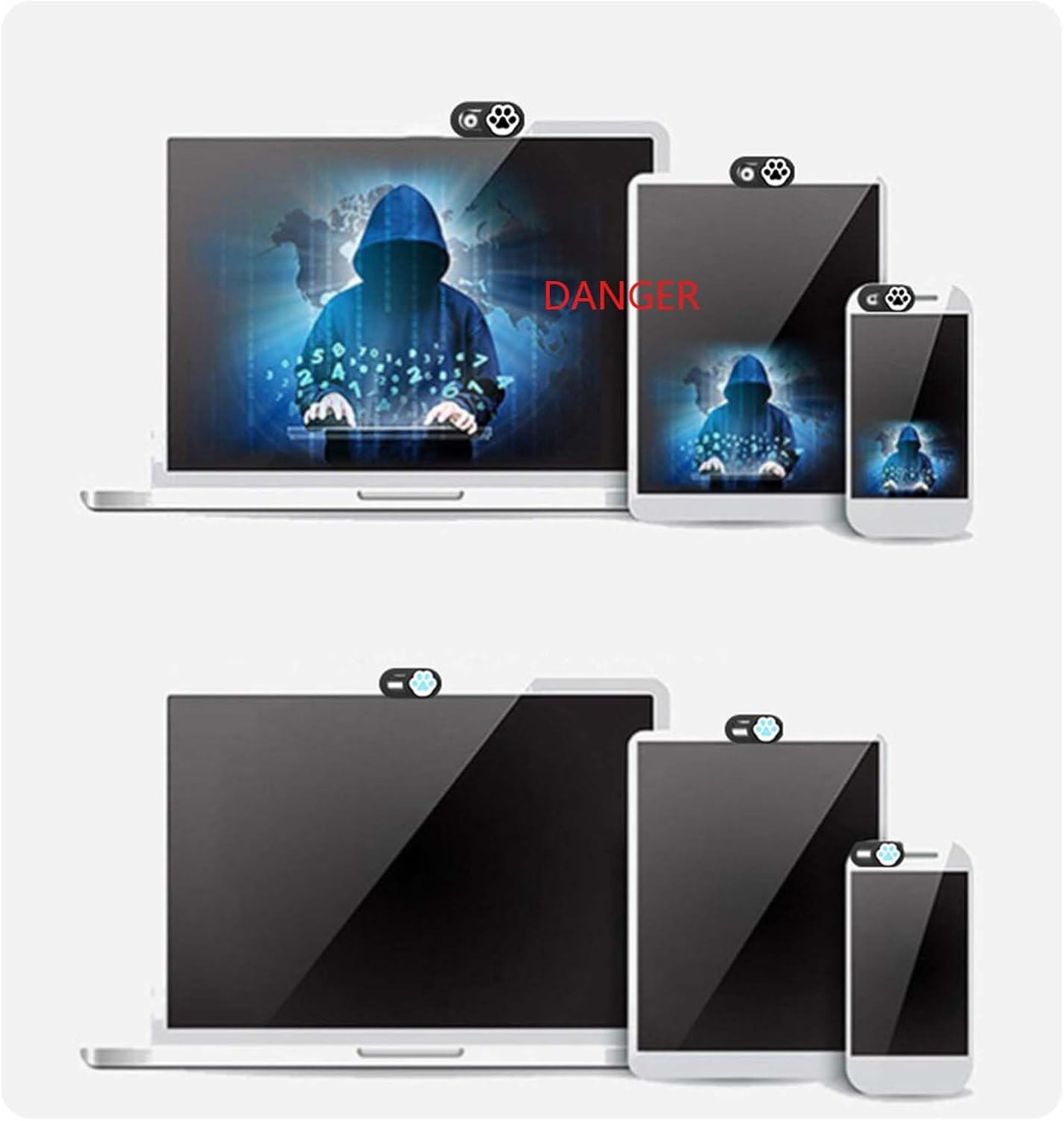 3 Pack Webcam Cover Slide Ultra Thin Cute Paw Pattern for Laptop, Tablet, Phone, Macbook, Echo Show - Protect Privacy image number 3