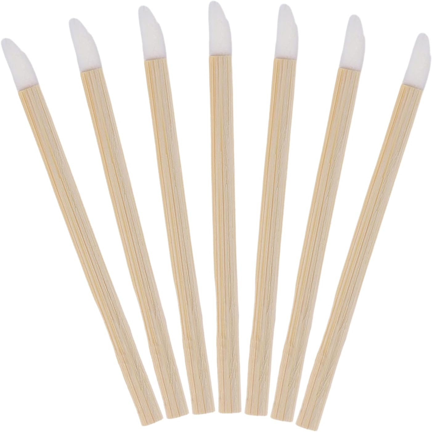 100 Pcs Wooden Makeup Lip Brushes Lint-Free Applicator Lip Gloss Wand with Bamboo Handle for Eyelash Extension Makeup Tools