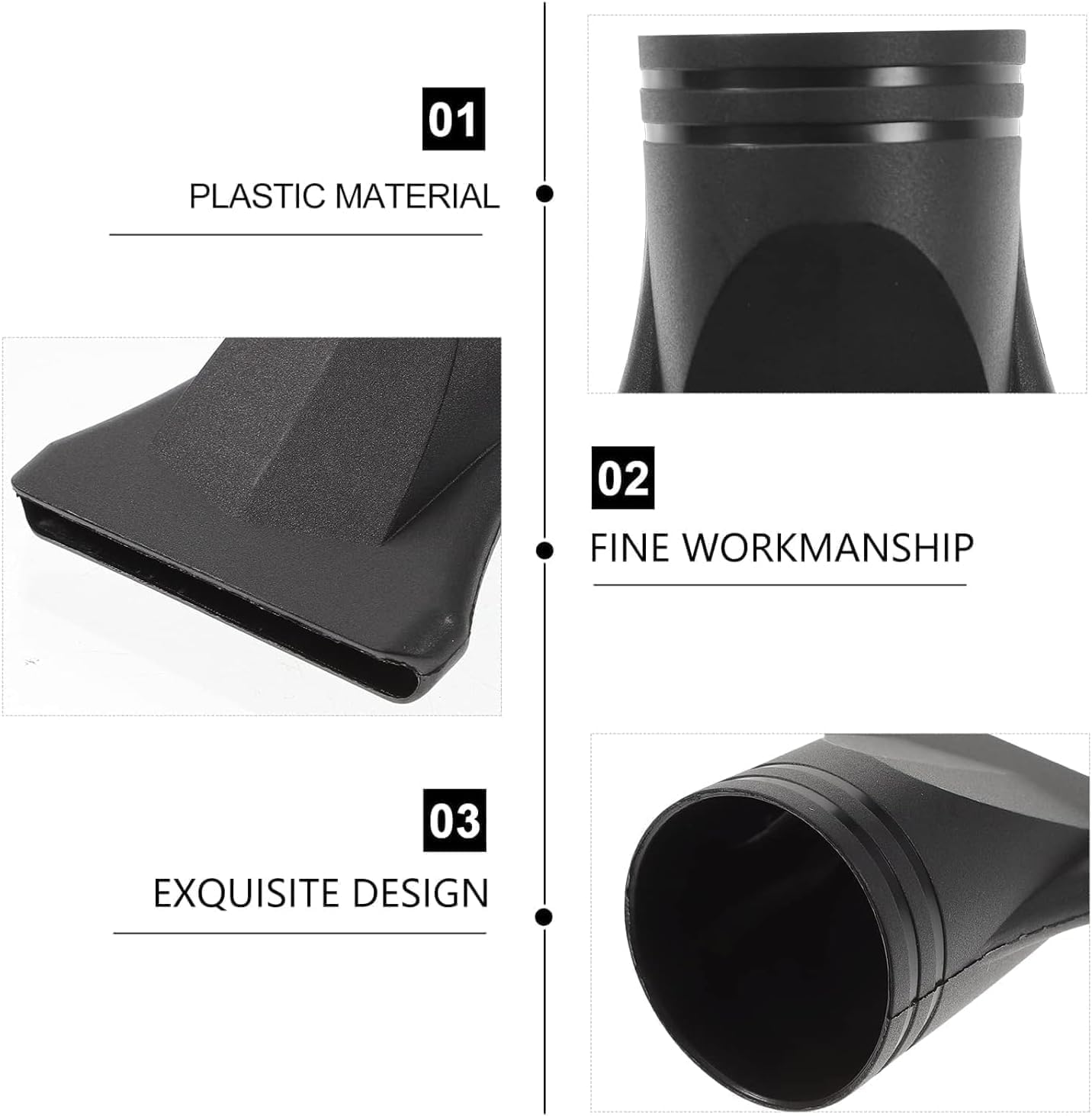 2Pcs Black Blow Dryer Attachment Not Universal Professional Hair Dryer Attachment Dryer Nozzle Replacement Narrow Concentrator Blow Flat for Diameter 4.3Cm to 4.5Cm Diffusers Hair Dryers Accessories image number 3