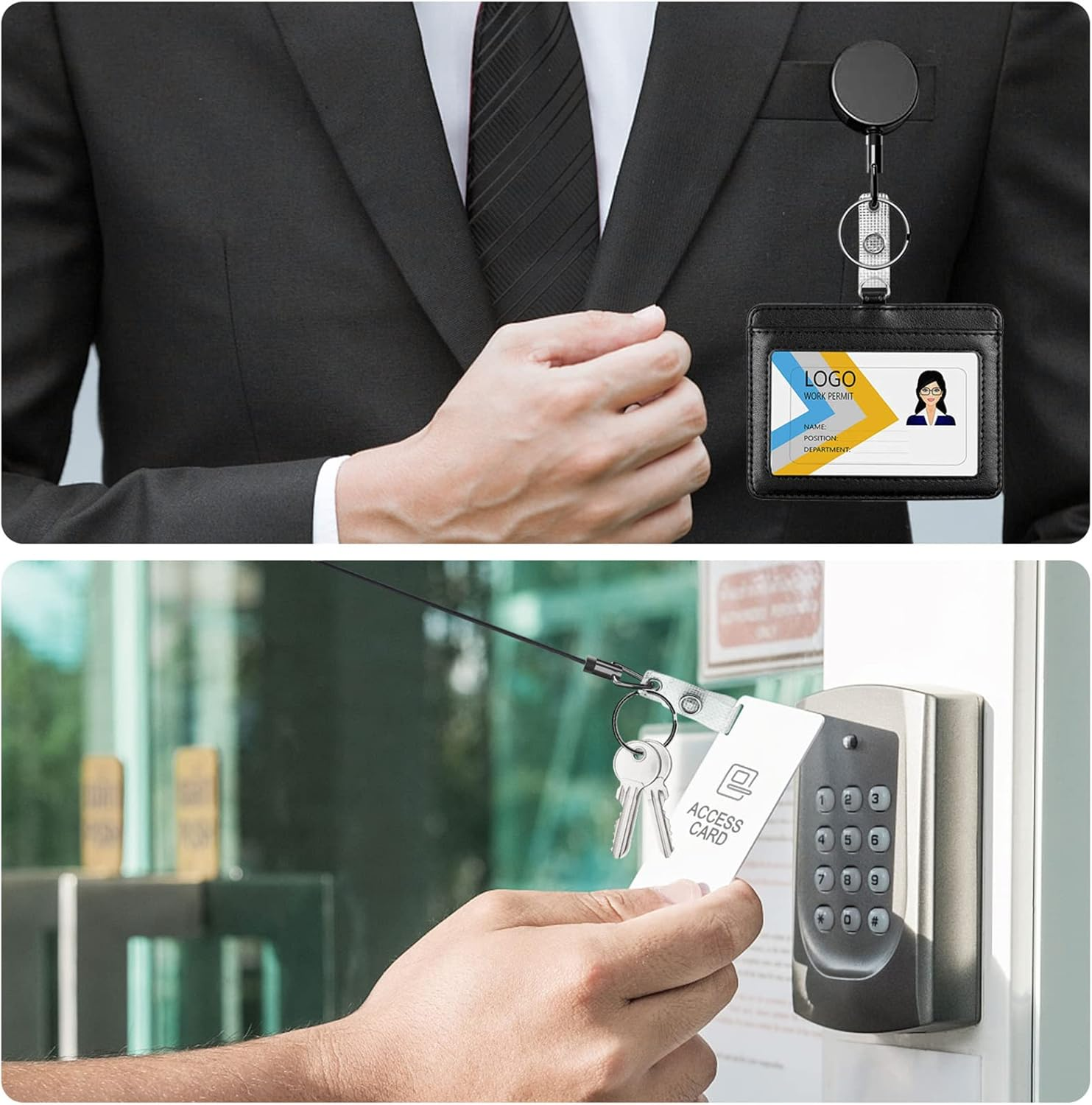 Teskyer Retractable Keychains, Heavy Duty Retractable Badge Reels, Metal Badge Holder with Belt Clip Key Ring for Name Card Badge (Diameter: 1.25 In, Pack of 3, Round) image number 6