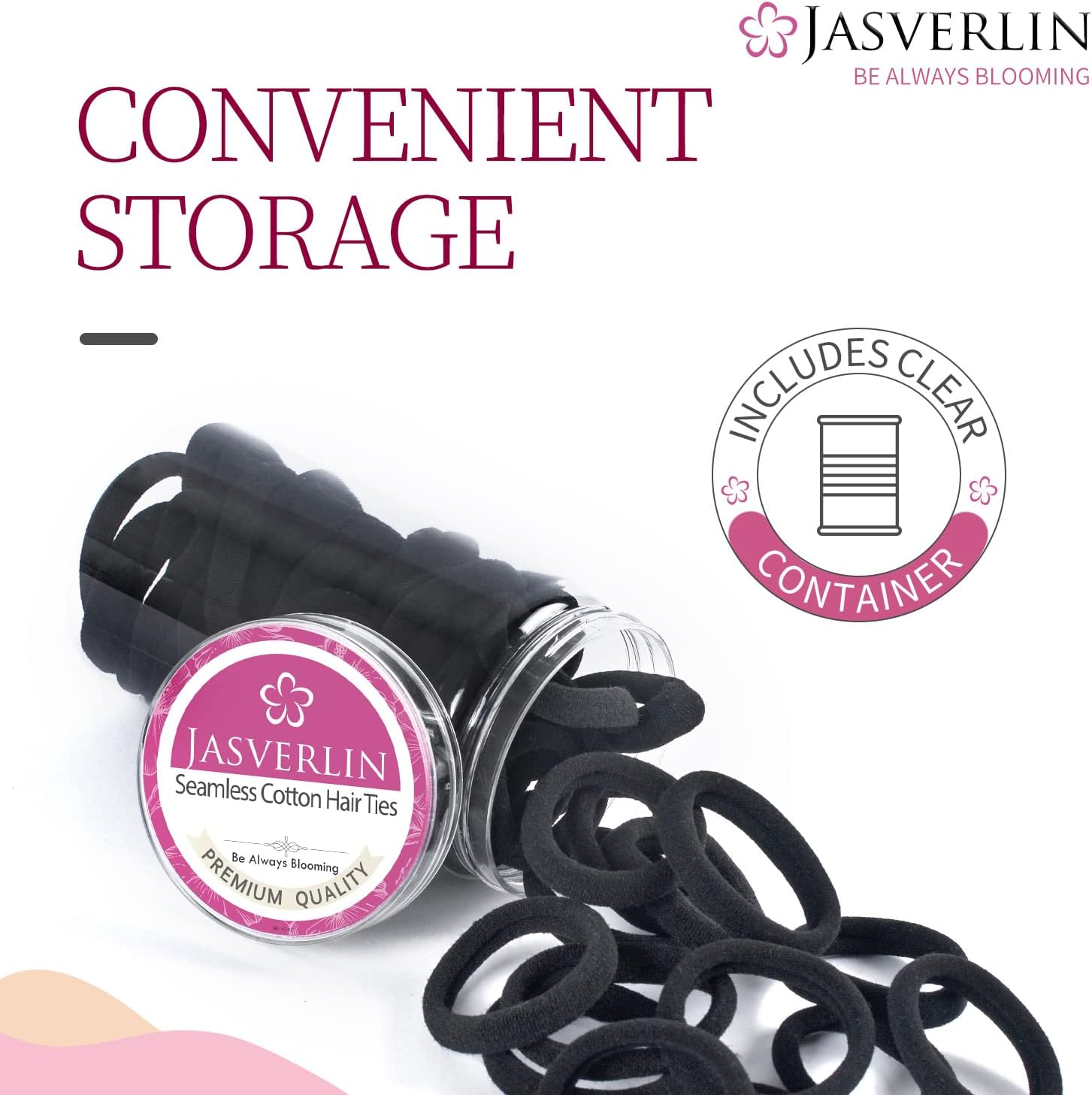 JASVERLIN 100 Pcs Dark Brown No Damage Hair Ties Cotton Ponytails Holders Seamless Soft Thick Hair Bands, Accessories for Women Girl 1 1/2 Inch (Dark Neutral) image number 3