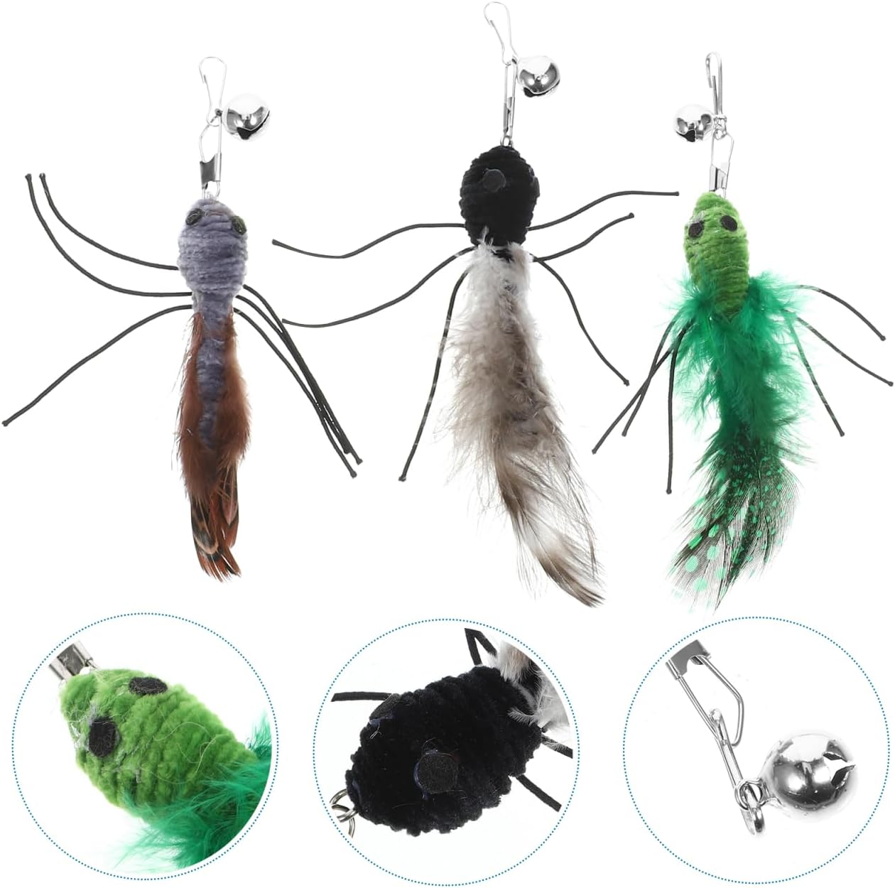 Toddmomy 3Pcs Cat Feathered Refills: Cat Toy Worm Refills Interactive Wands Attachment Toys for Kitten Indoor Accessories image number 2