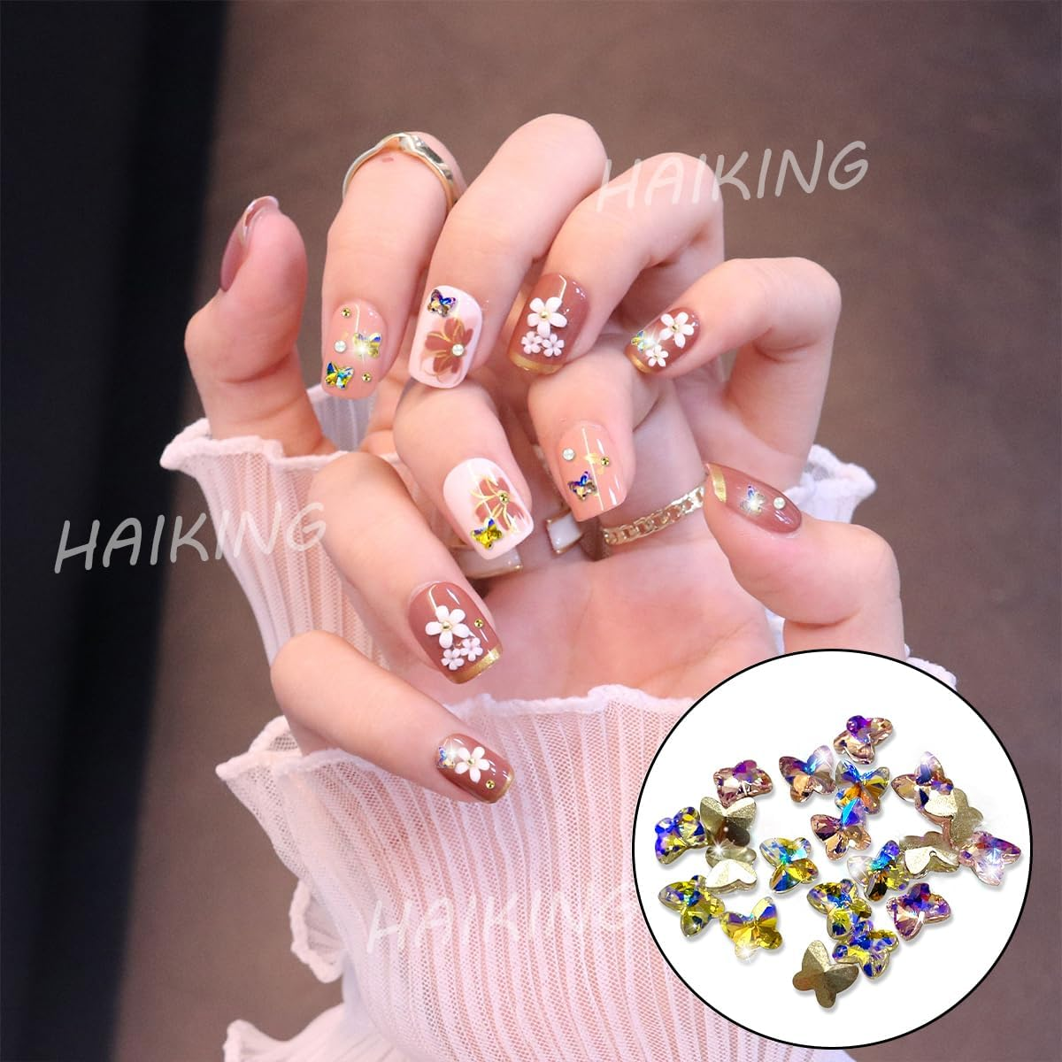 HAIKING 3D Nail Charms Decoration, 20 Pcs Butterfly Nail Art Decorations for Women, Girls, Home DIY Nail Art Supplies (2 Colors) image number 4