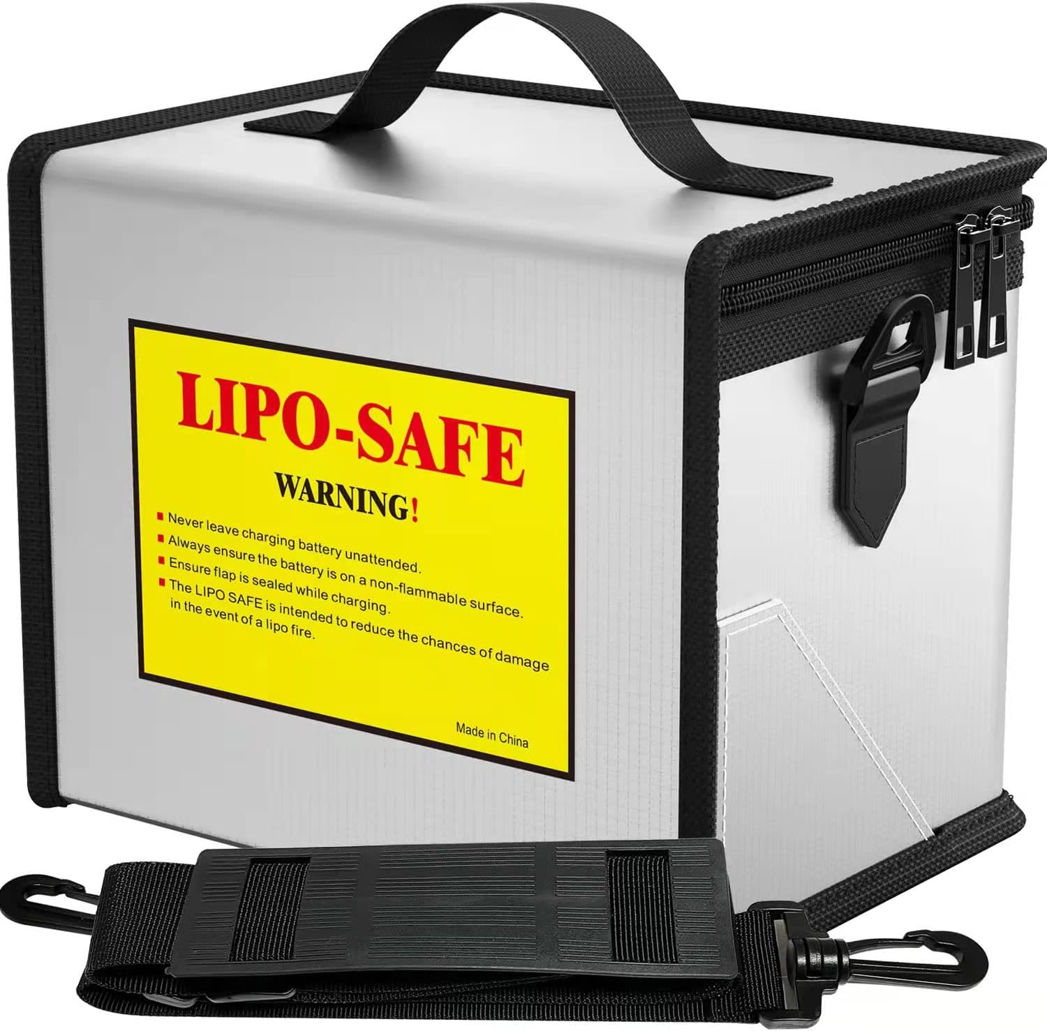 COLCASE Fireproof Explosionproof Lipo Safe Bag for Lipo Battery Storage and Charging, Large Space Highly Sturdy Double Zipper Lipo Battery Guard (198X150X135Mm) image number 2