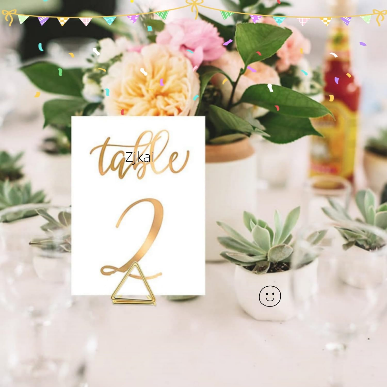 60 Pcs Place Card Holder, Triangle Shape Table Number Holder, Wedding Table Mini Name Card Holder, Seating Labels Placecard Clips Stand, Photo Picture Holder for Wedding Party Shower (Gold) image number 6