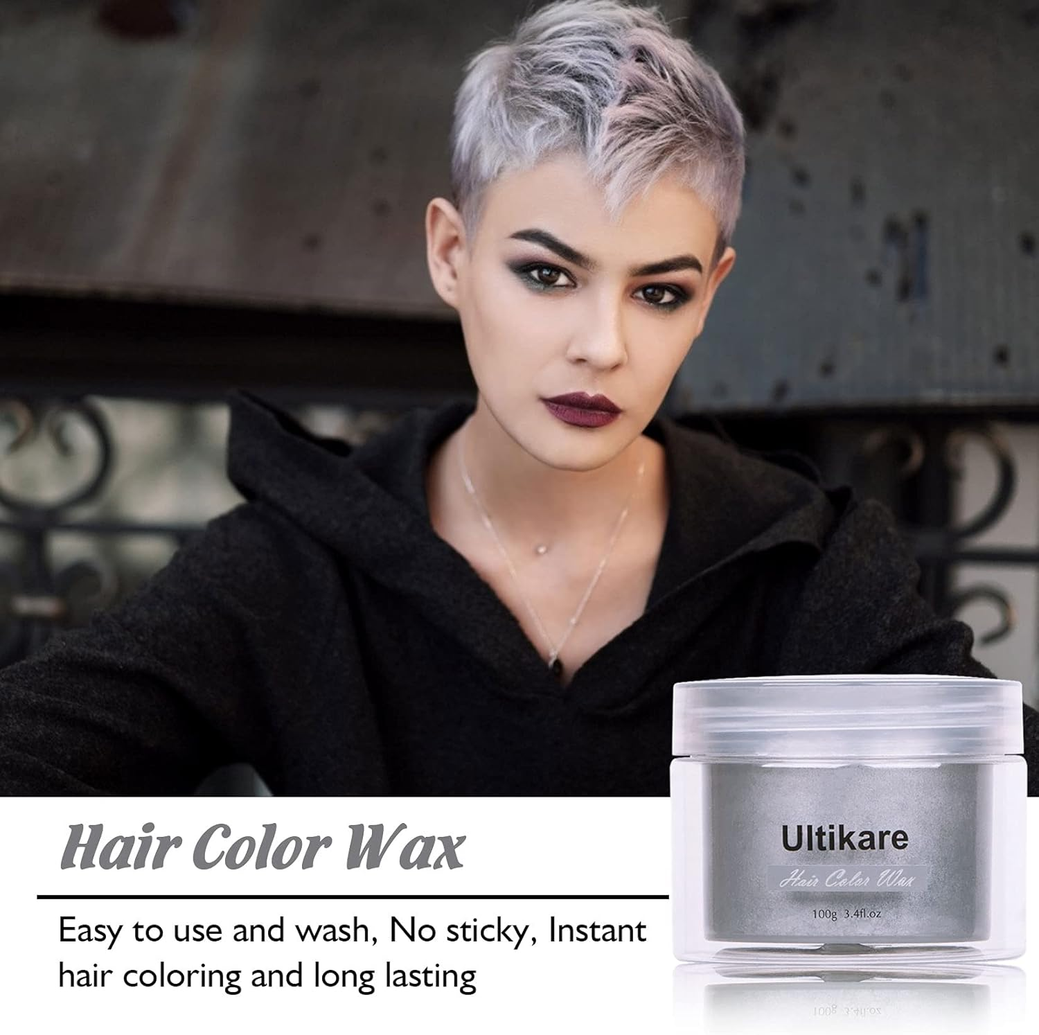 Hair Color Wax, Ultikare Instant Hair Dye Cream Mud Washable Temporary Hair Dye Natural Hairstyle Color Pomade for Party, Cosplay, Halloween - Blue image number 2