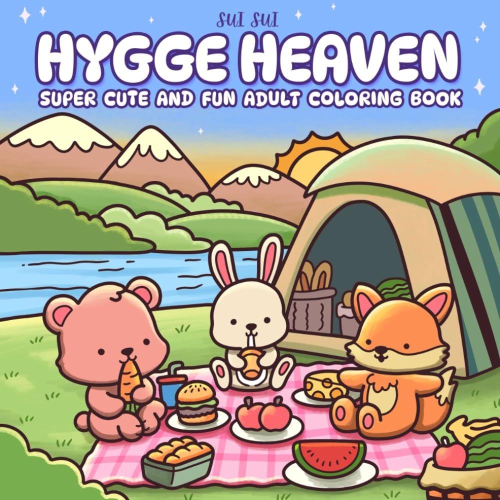 Hygge Heaven - Super Cute and Fun Adult Coloring Book: Featuring Adorable Animal Characters Engaging in Stress Relief and Relaxation Activities image number 1
