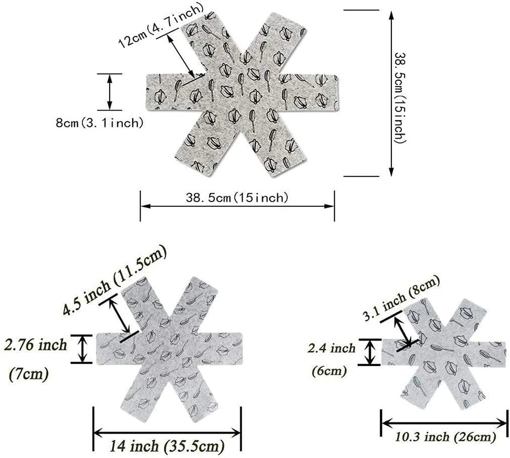 Tope Pot and Pan Protectors and Dividers, Cookware Protector Set, Pans Separator Anti-Slip to Avoid Scratching or Marring When Stacking (3 Different Sizes, Each 4 Pcs,12Pcs Total) image number 3