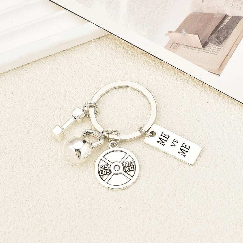 Inspirational Fitness Gifts Workout Keychain for Men Women Dumbell Kettlebell Kering Charms for Sports Lover Gym Gifts for Trainer Christmas Birthday Gifts for Family Friend image number 2