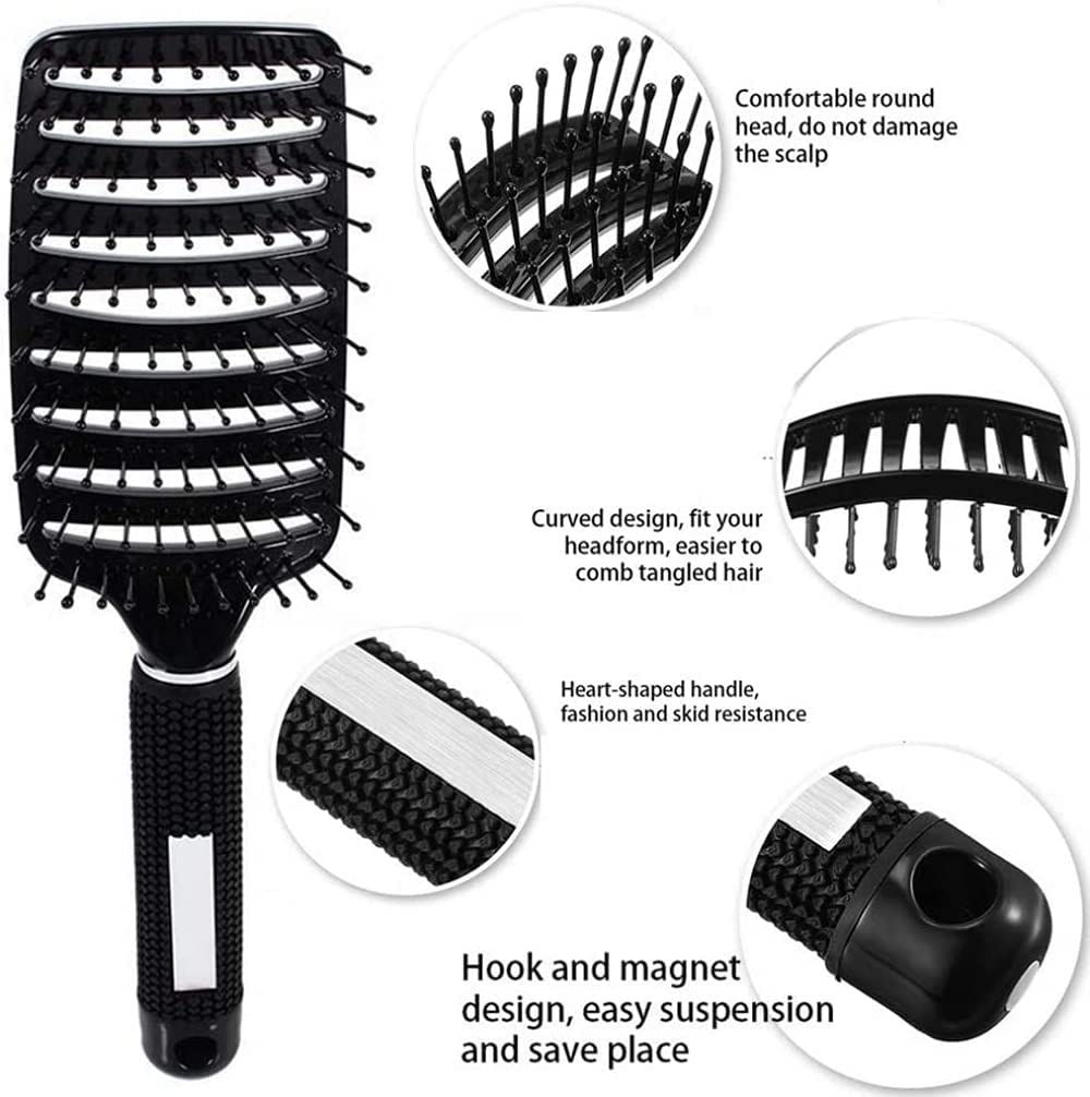 Hair Brush,Curved Vented Hairdressing Comb for Scalp Massage Anti-Static No Hair Tangle Hair Comb for Women Men Styling Tools (Pink) image number 2