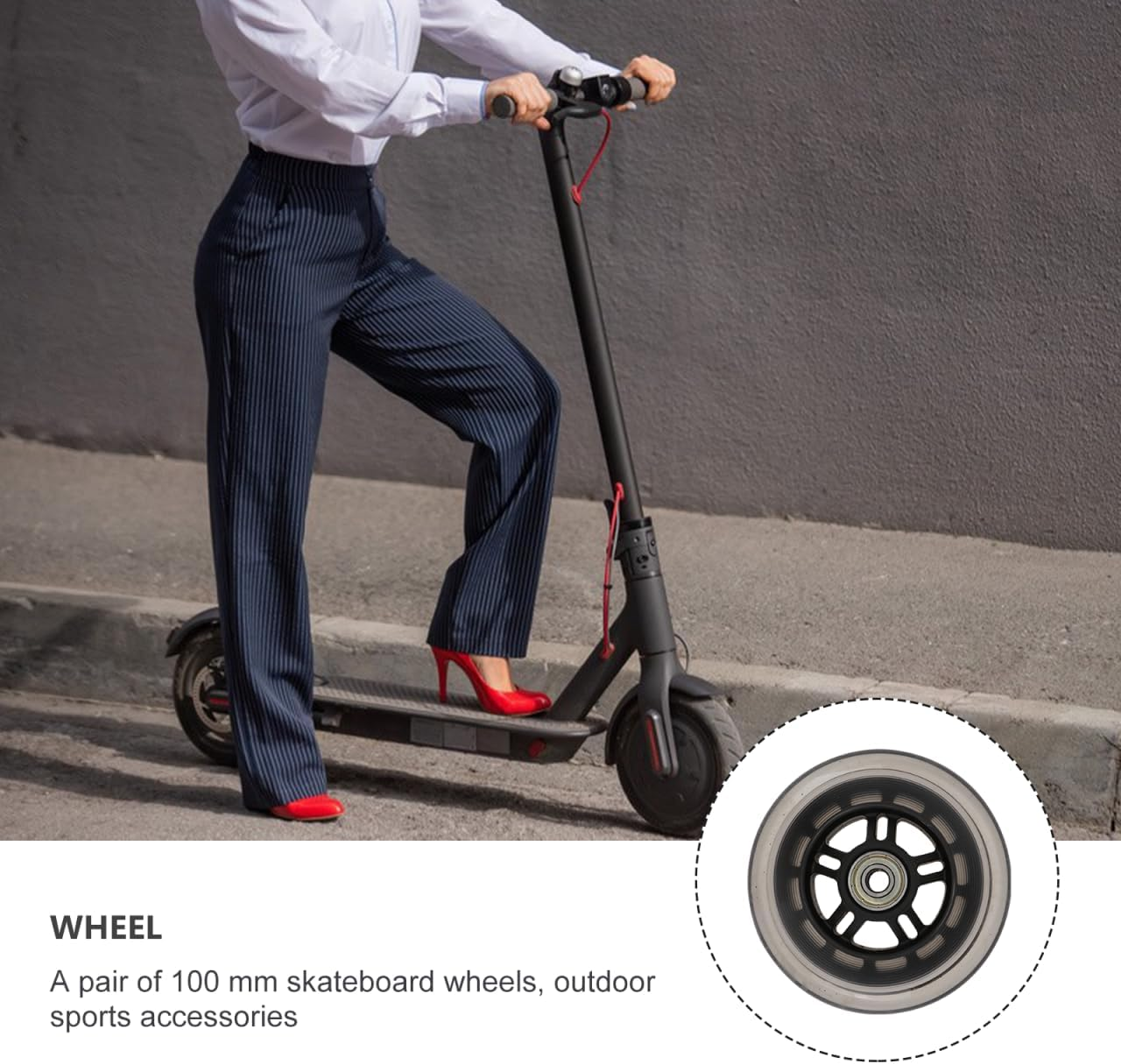 Brand Scooter Wheels 100Mm - Silent Pu Replacement Wheels for Scooters Luggage and Swing Cars - Easy Installation Weather-Resistant Performance image number 5