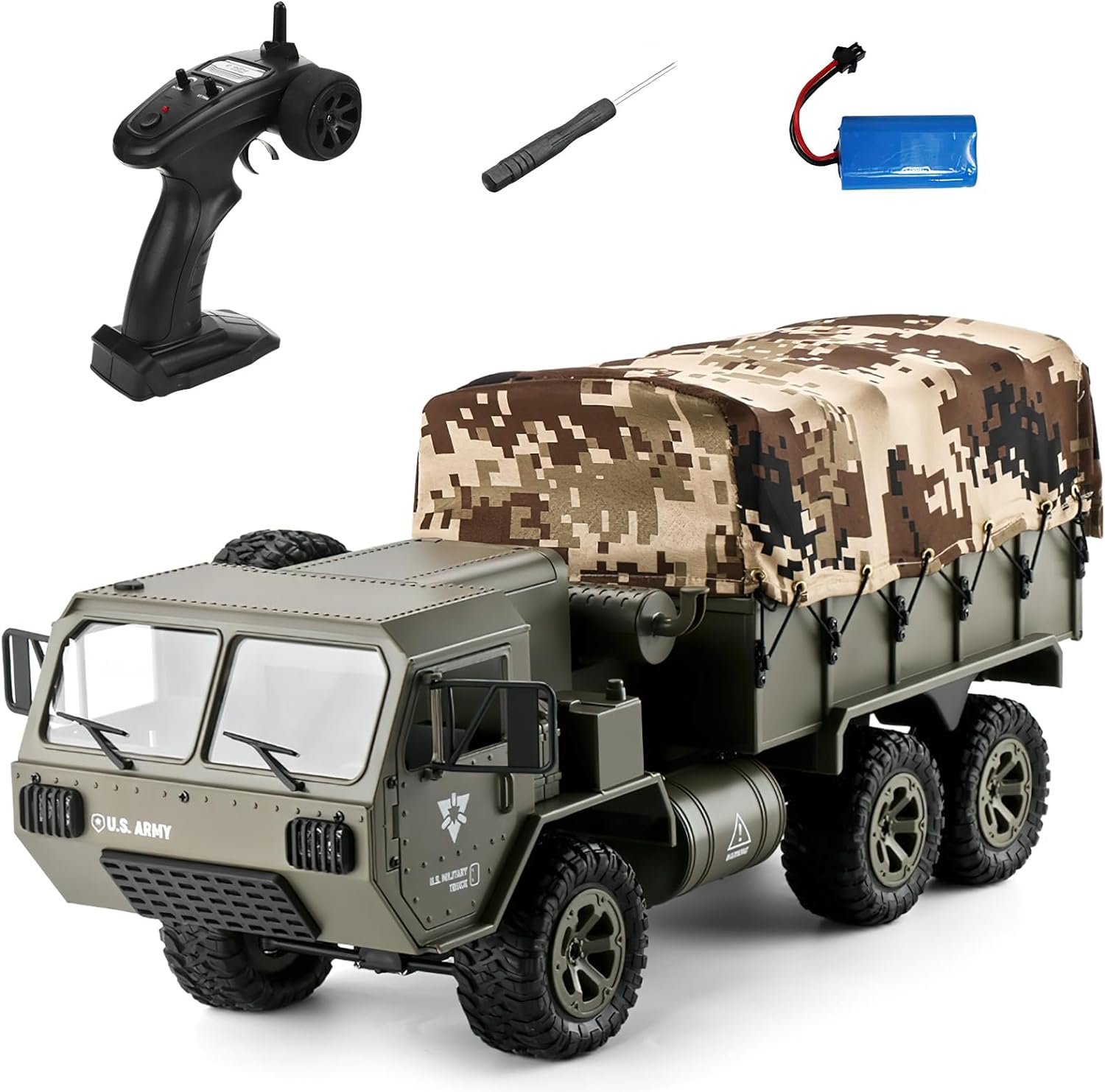 RC Military Truck 6X6 off Road Military Armored Vehicle Heavy Expanded Mobility Tactical Truck 1/12 Remote Control Crawler Military Transport Truck 6WD All Terrain Vehicle Electric Toys Hobby image number 2