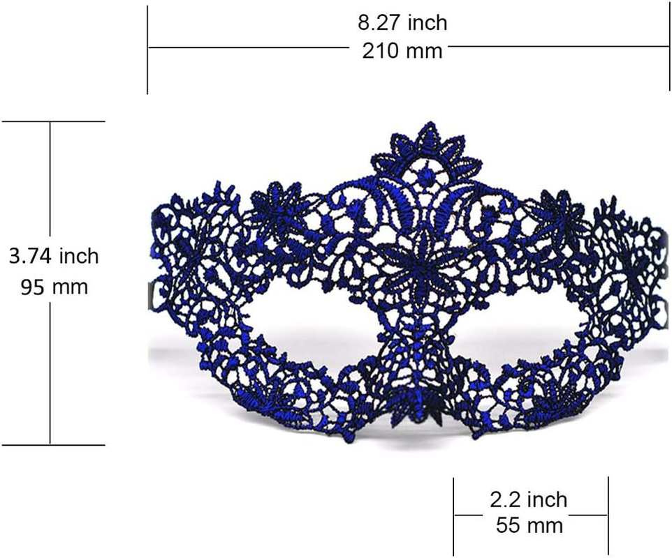 Imapo Masquerade Masks for Women, Girl'S Sexy Lace Venetian Style Eye Mask for Opera Halloween Dancing Evening Party Costume Ball - Vintage Blue image number 2