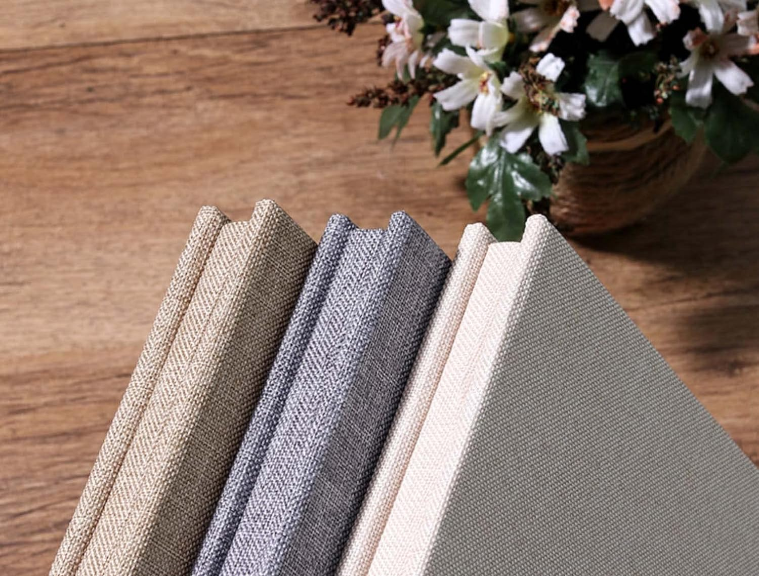 Cotton Linen Self Adhesive Scrapbook DIY Photo Album 20 Sheets - Gray image number 2